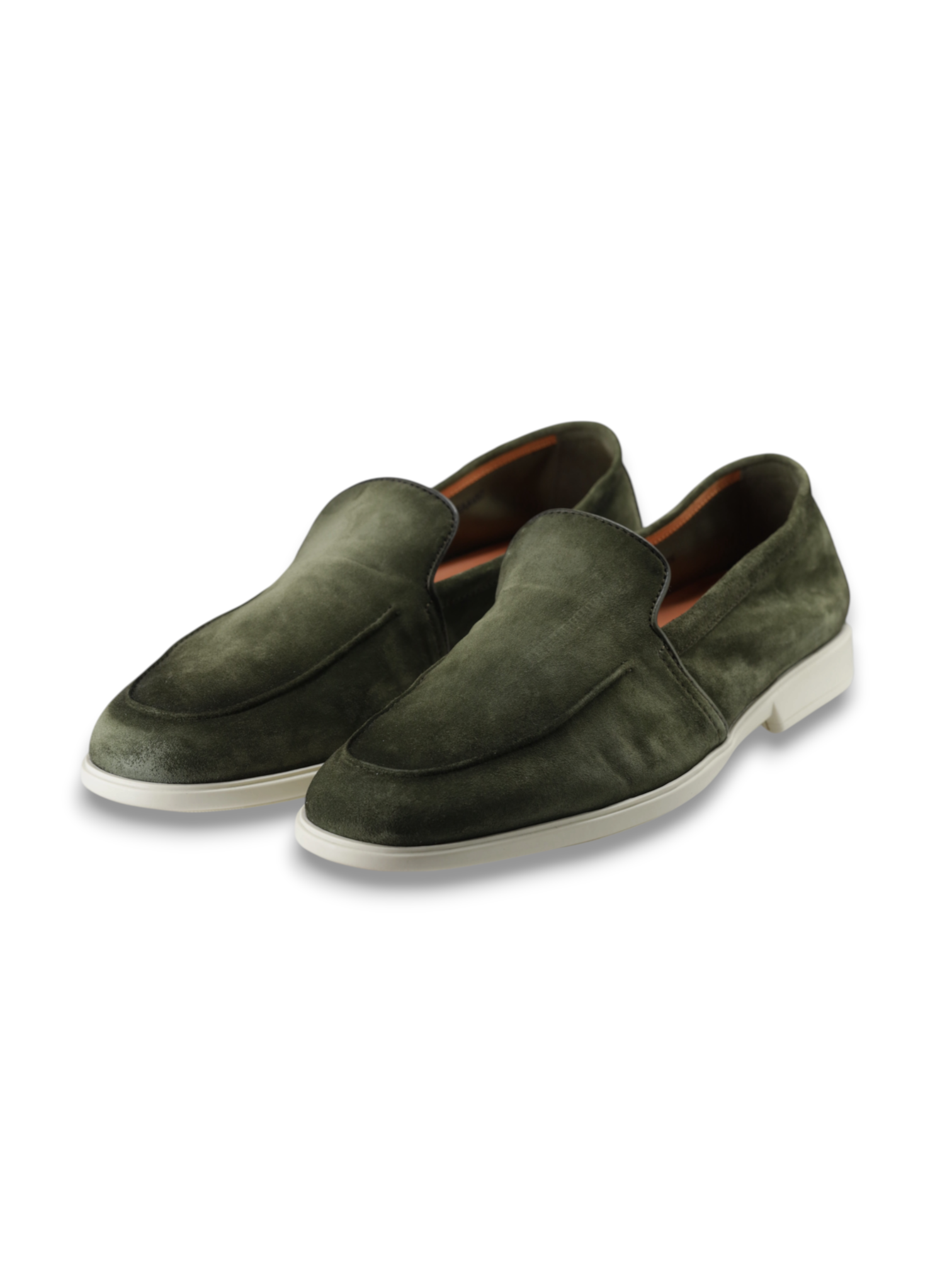 Santoni Olive Green Suede Malibu Loafer