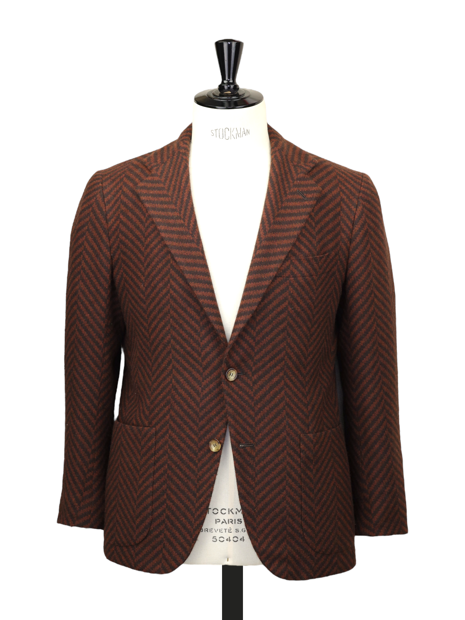 Kiton Castagne Brown Pure Cashmere Zig-Zag Jacket