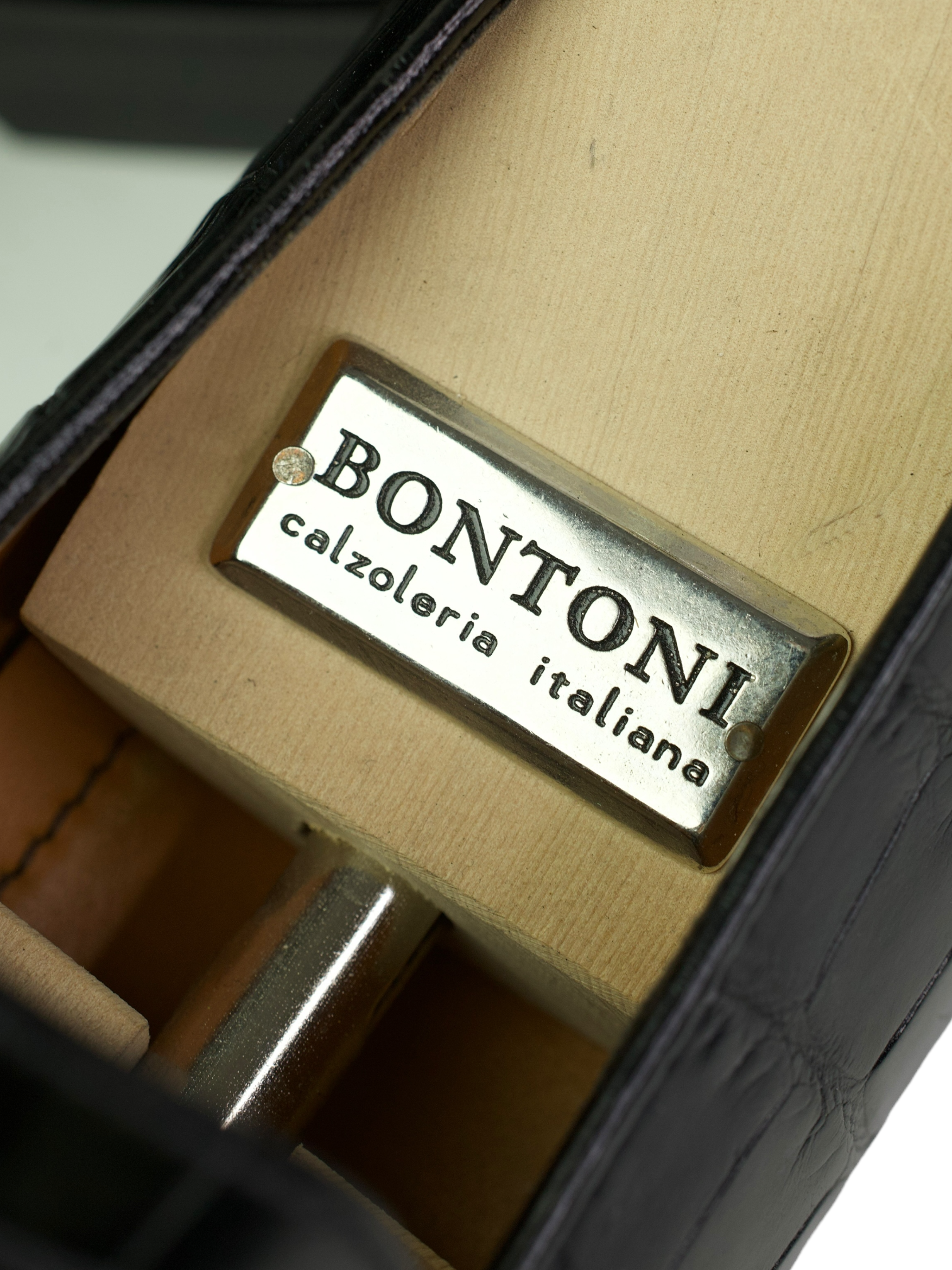 Bontoni Black Principe Alligator Penny Loafer