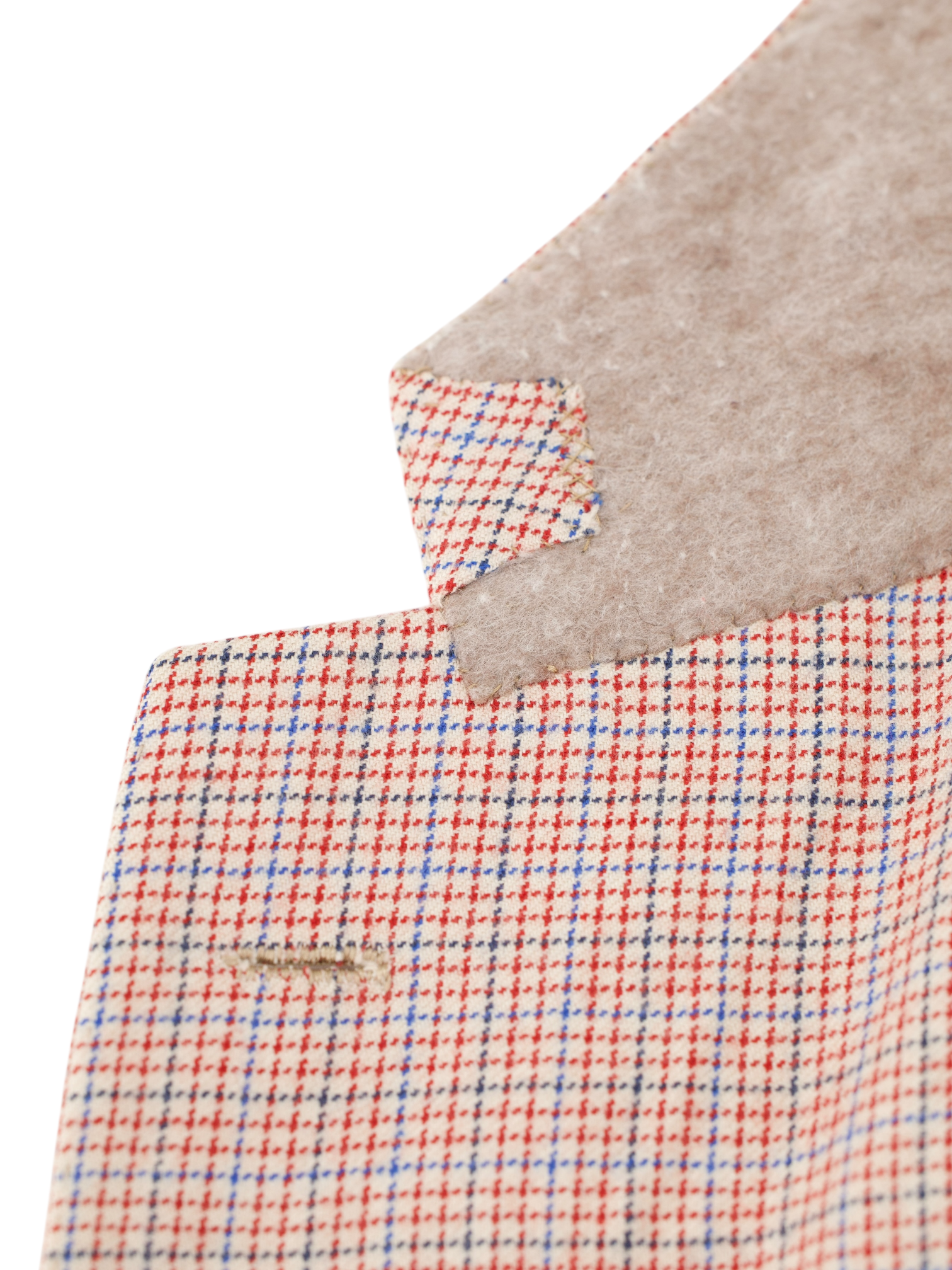 Kiton Vintage Red & Blue Pure Cashmere Micro-Check Jacket