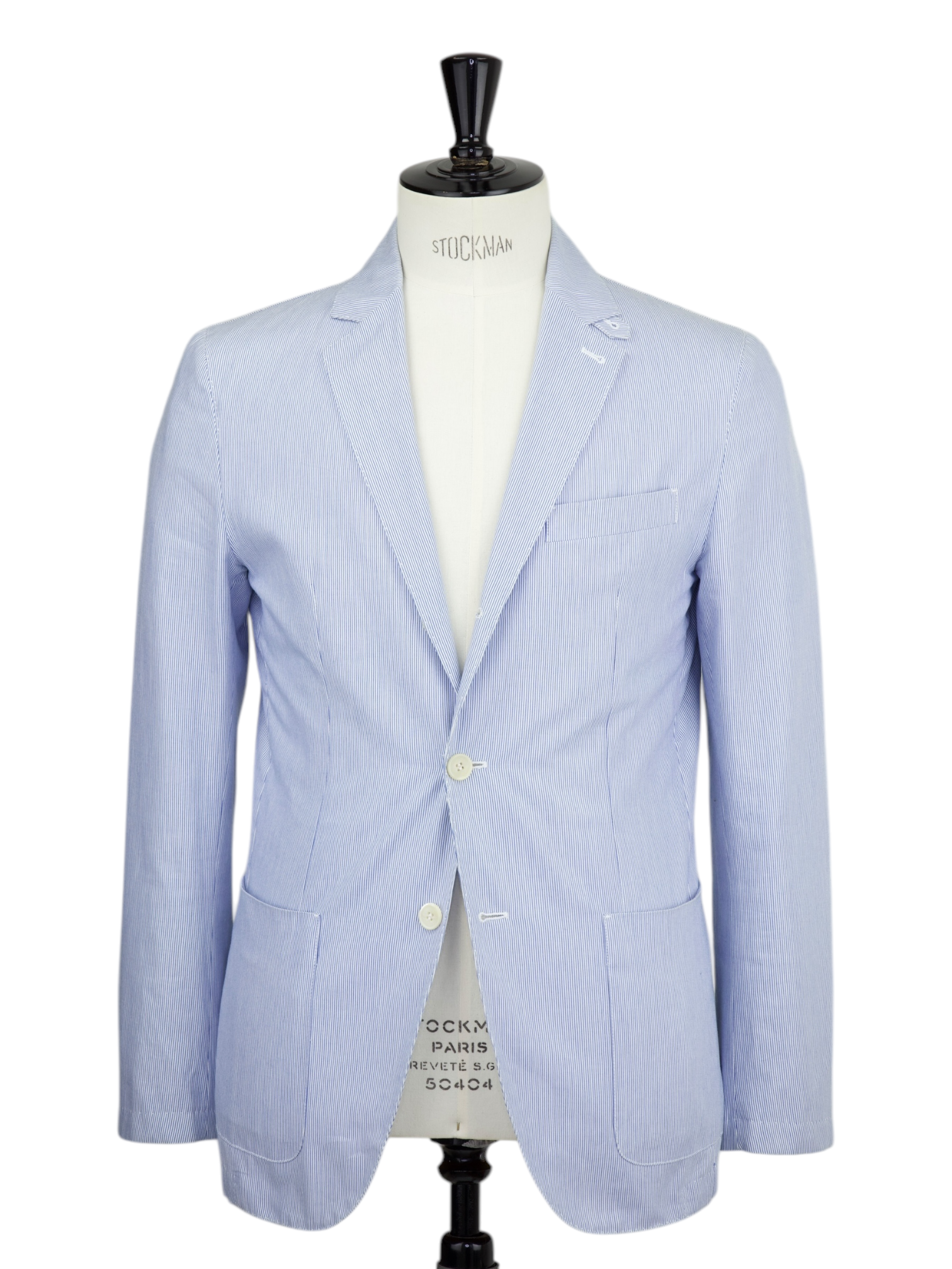 Corneliani ID Light Blue Cotton Pinstripe Unconstructed Jacket