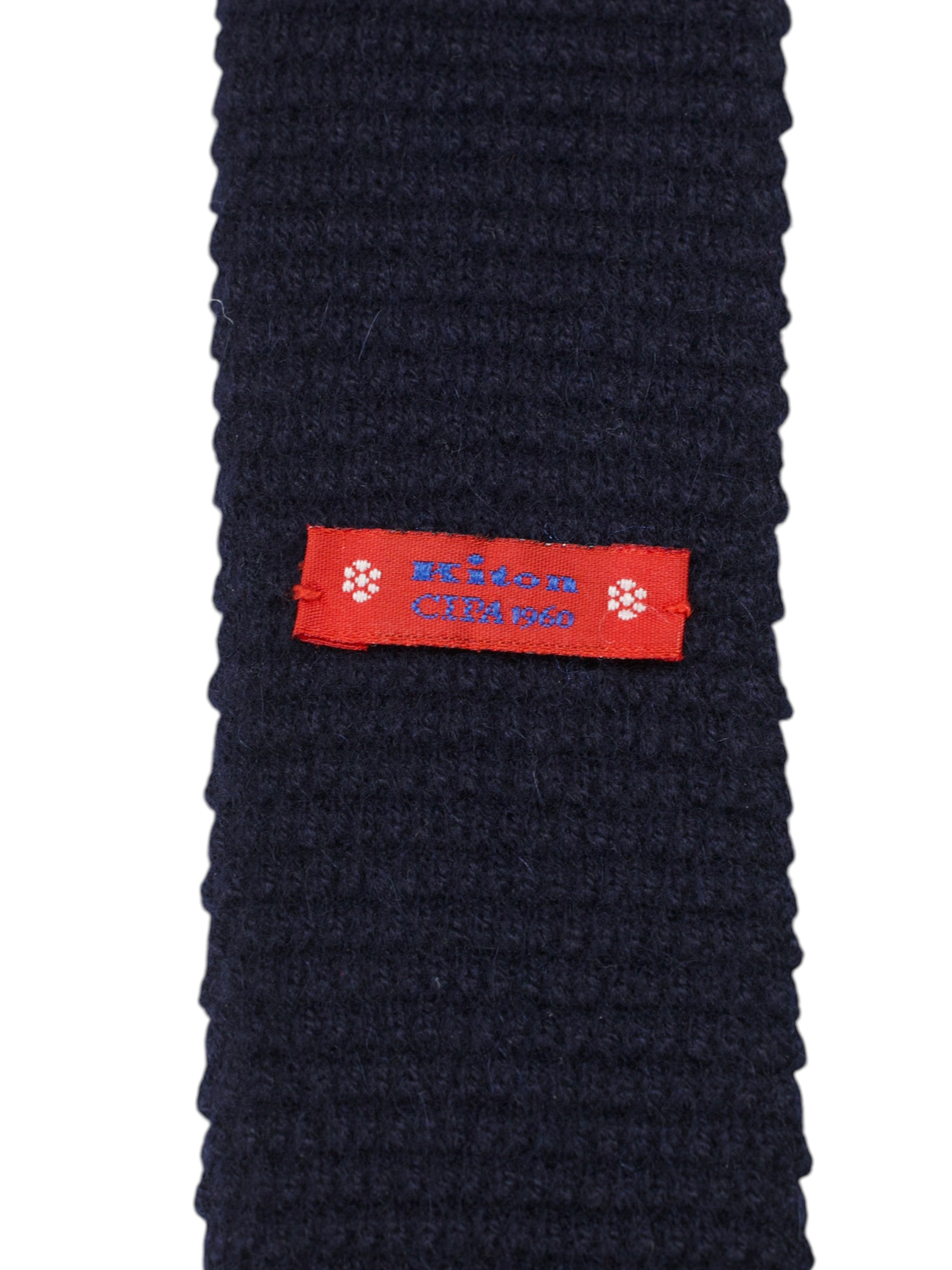 Kiton 5 Navy Pure Cashmere Knitted "Cipa 1960" Tie