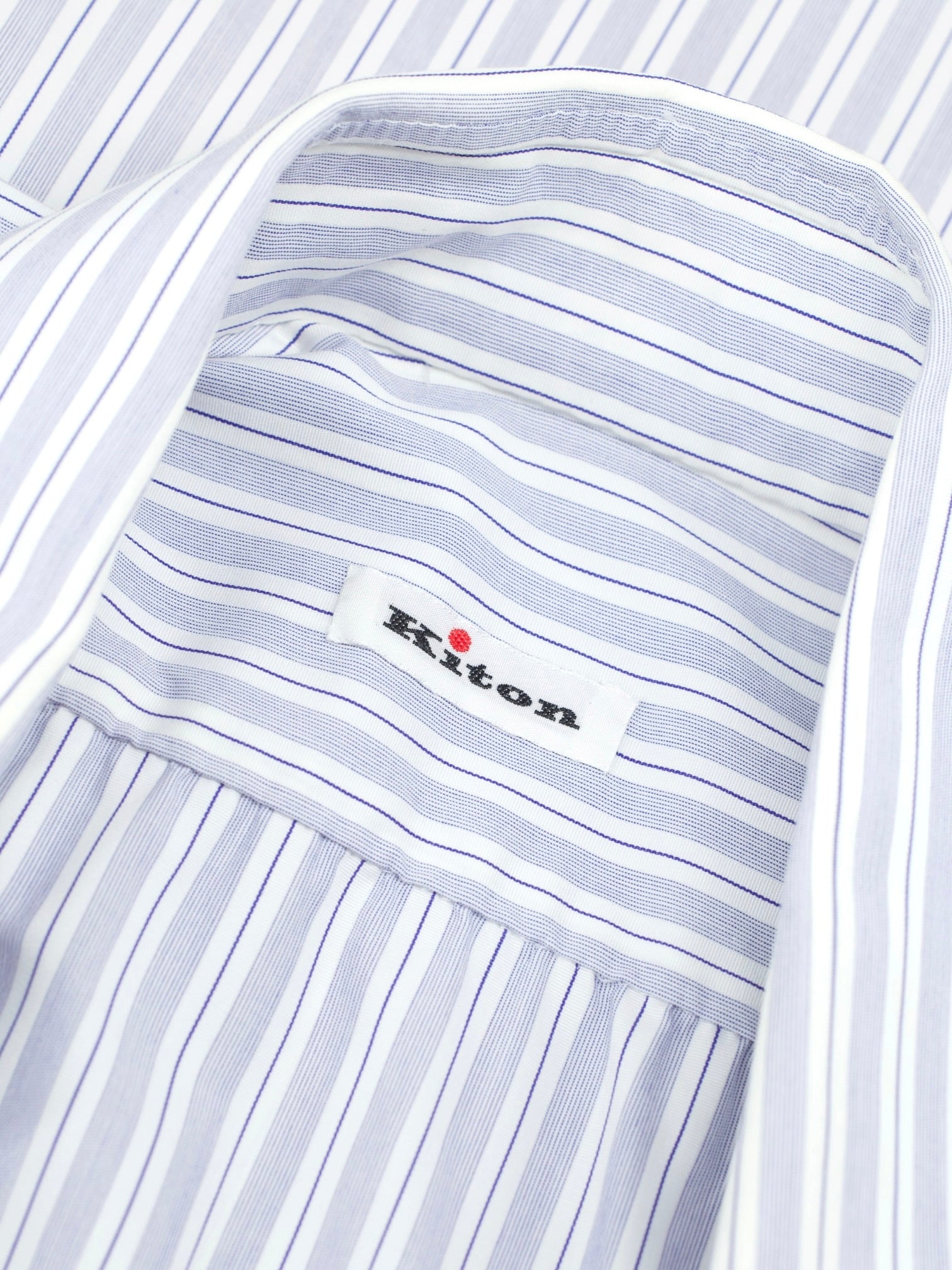 Kiton Blue & White Cotton Vintage-Stripe French-Cuff Shirt