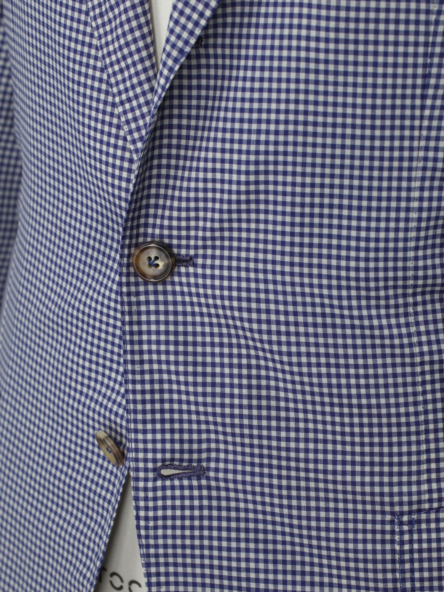 Orazio Luciano Blue & White Lightweight-Wool Gingham-Check Jacket