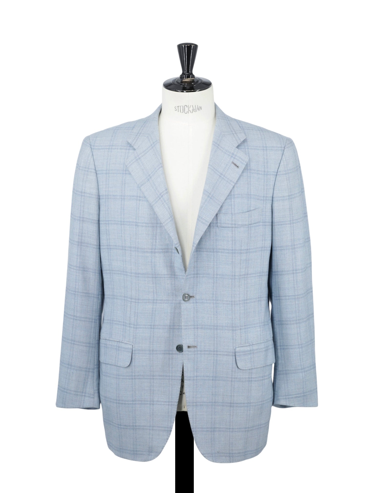 Kiton Ice-Blue Pure Cashmere Windowpane Jacket
