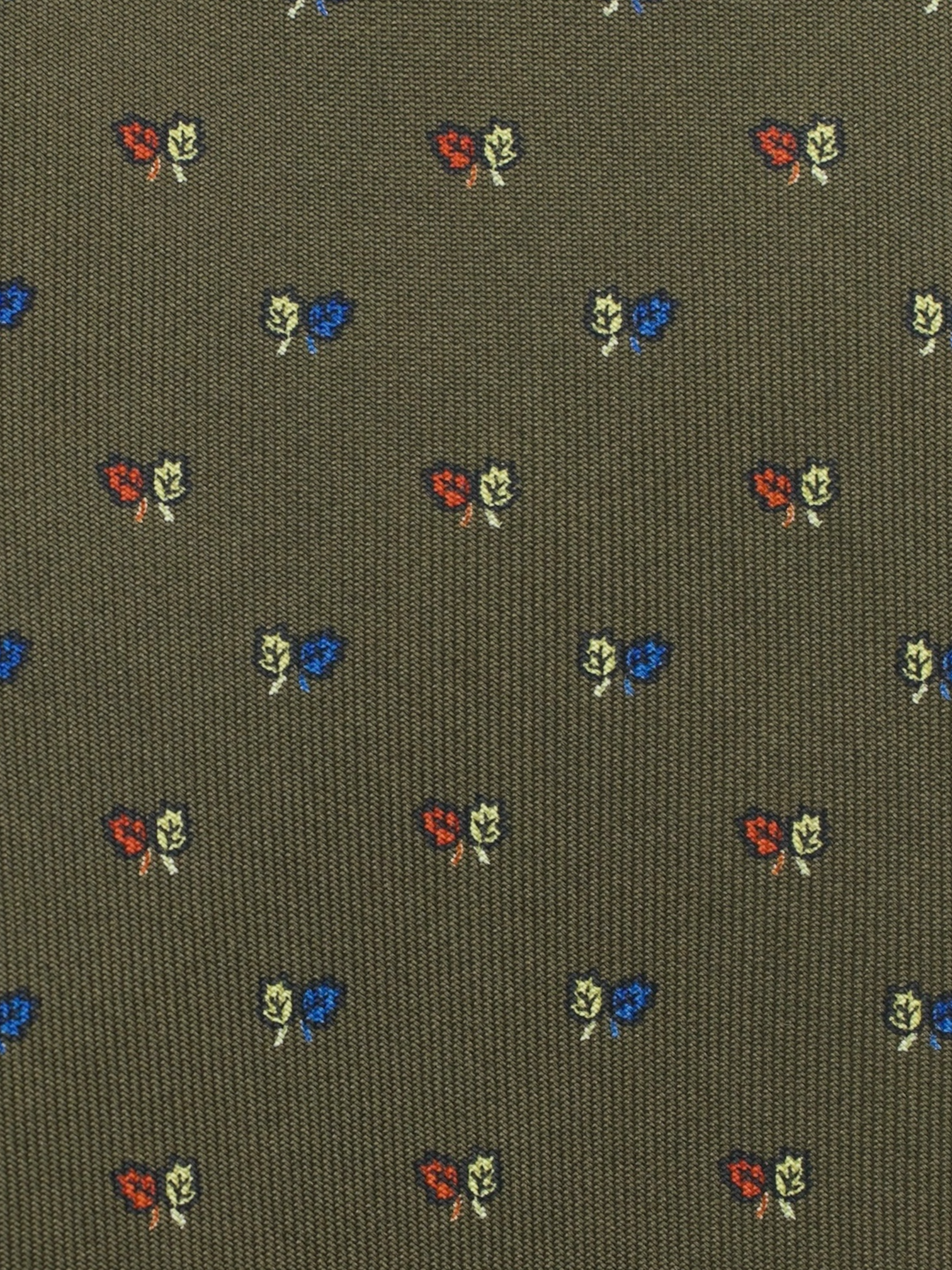 E.Marinella Olive Green Silk Geometric Pattern Tie