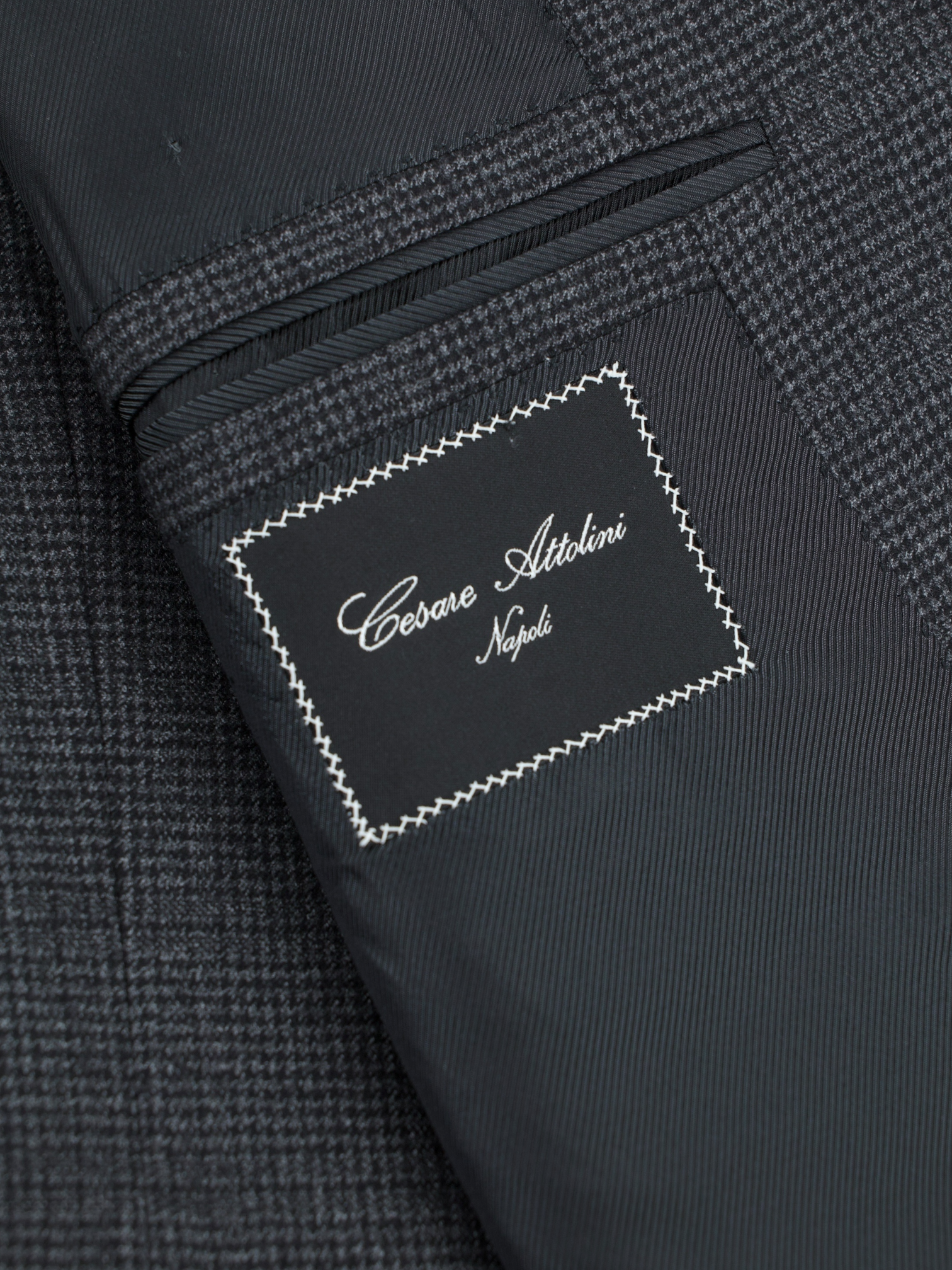 Cesare Attolini Dark Grey Super 160's Puppytooth Suit