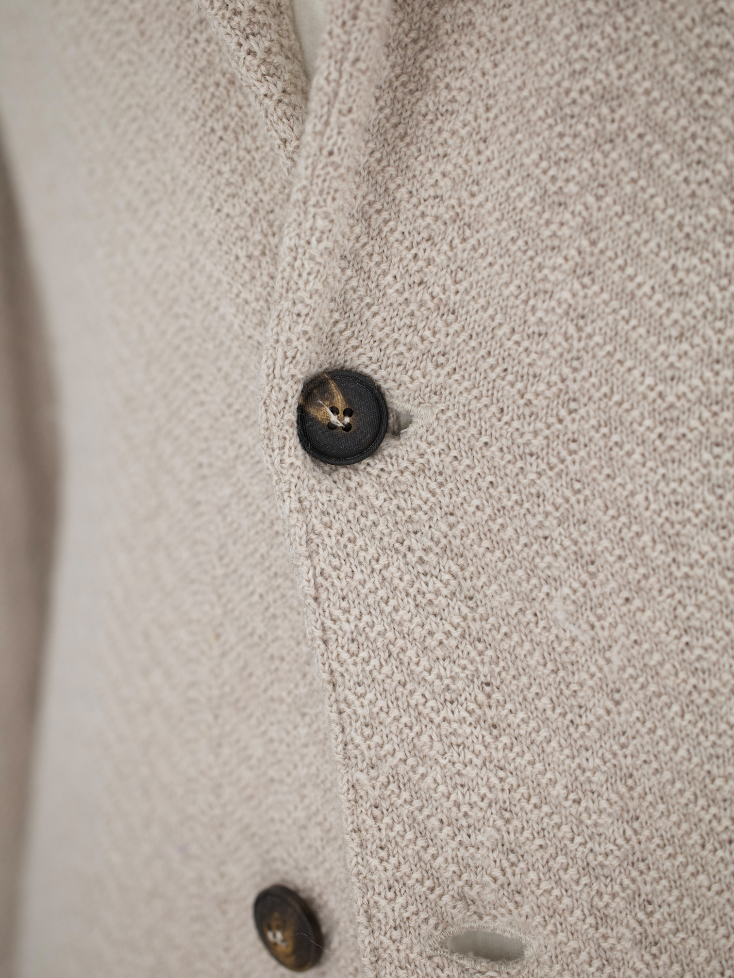 Lardini Greige Pure Wool Heavy-Knitted Sweater Jacket