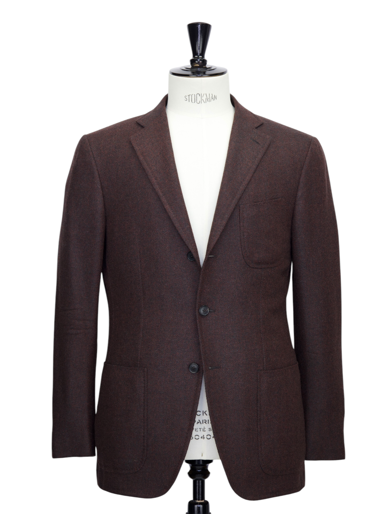 Ermenegildo Zegna Dark Brown Pure Cashmere Herringbone Jacket