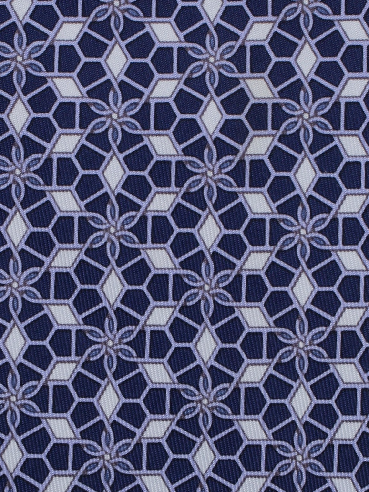 Hermès Dark Blue Silk Geometric Star Pattern Tie