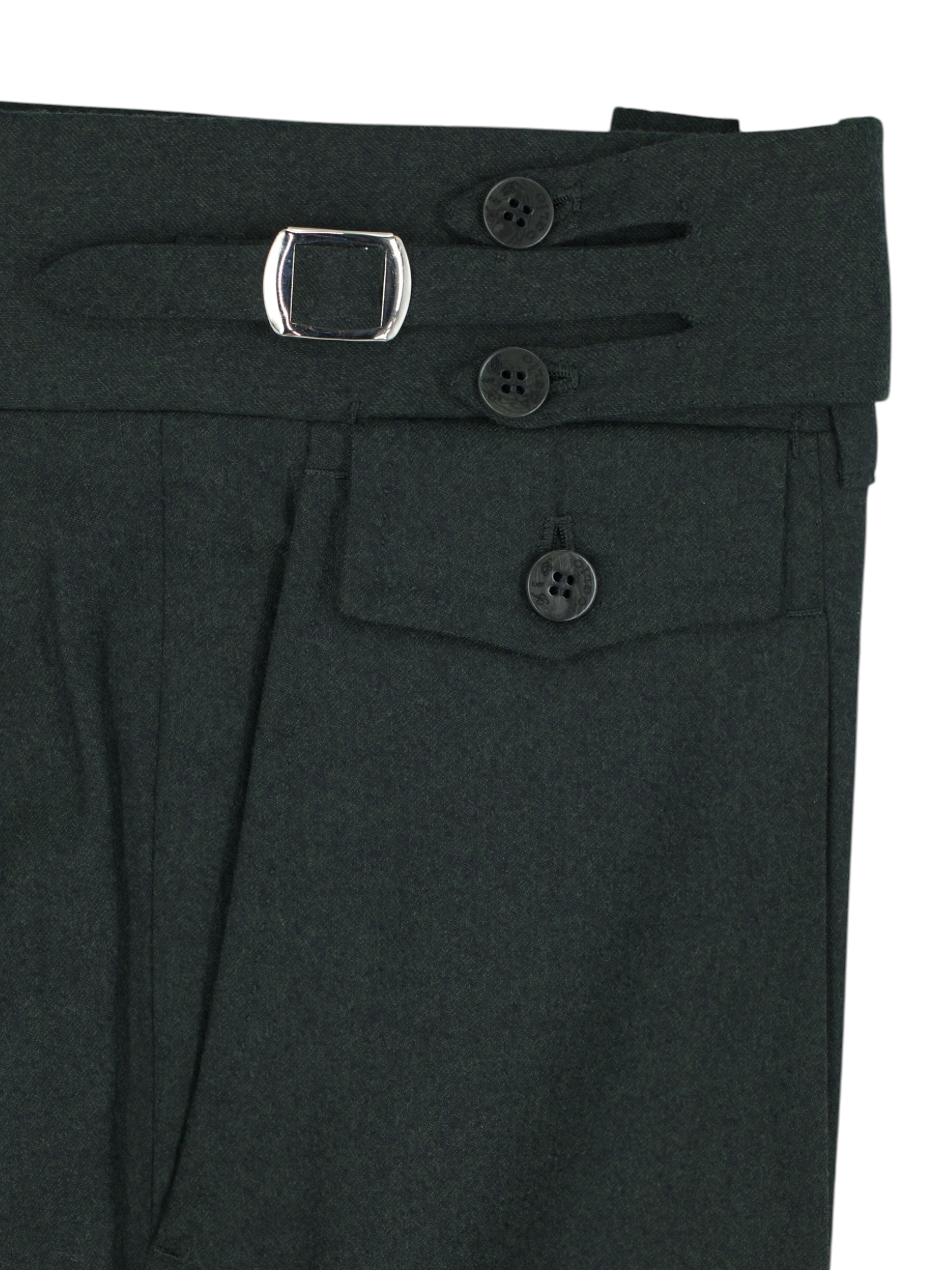 Sartoria Voglio Dark Green Wool & Cashmere Flannel Sartorial Trousers