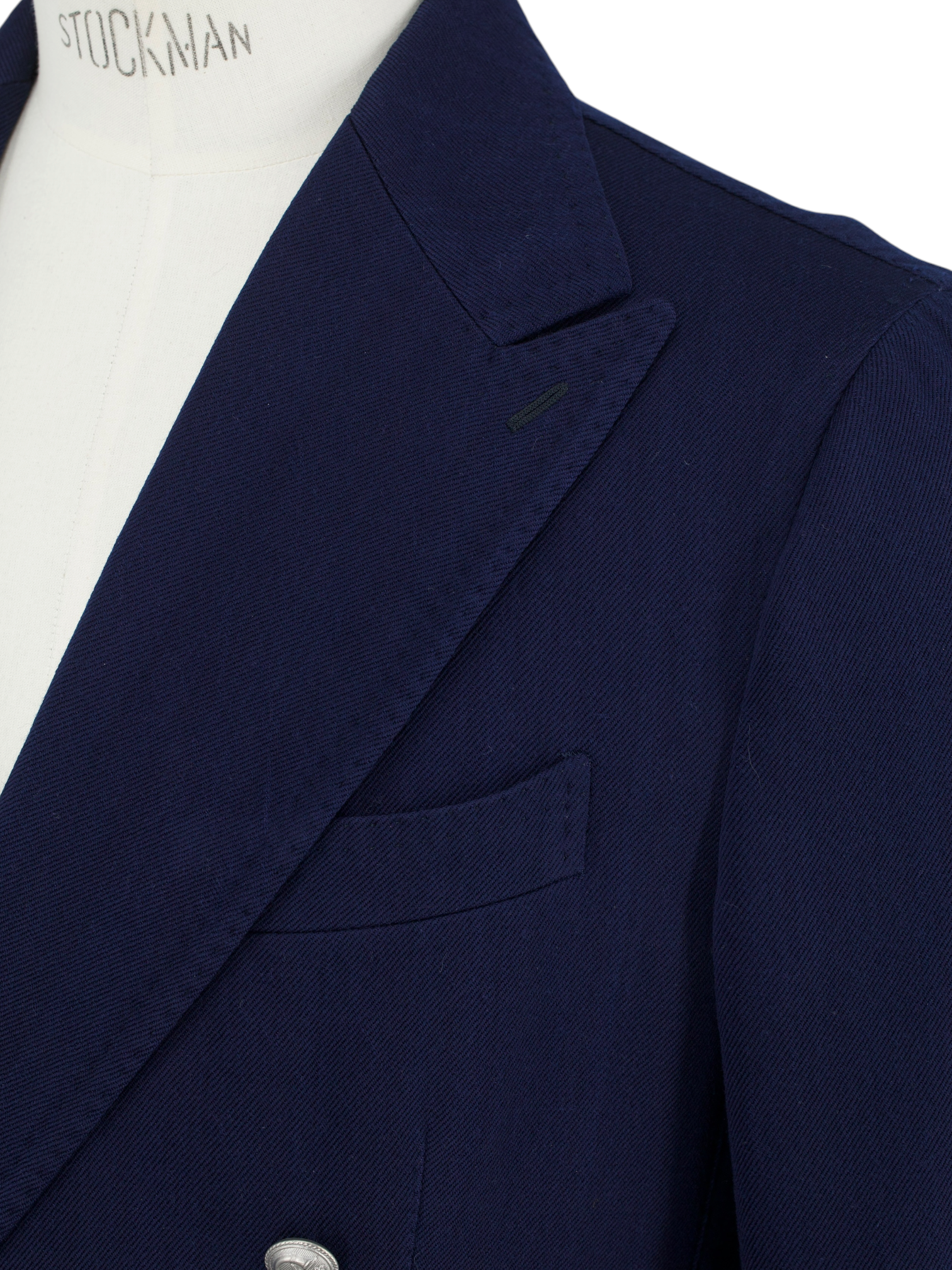 Stile Latino Marine Blue Double-Breasted Cotton-Twill Blazer Jacket
