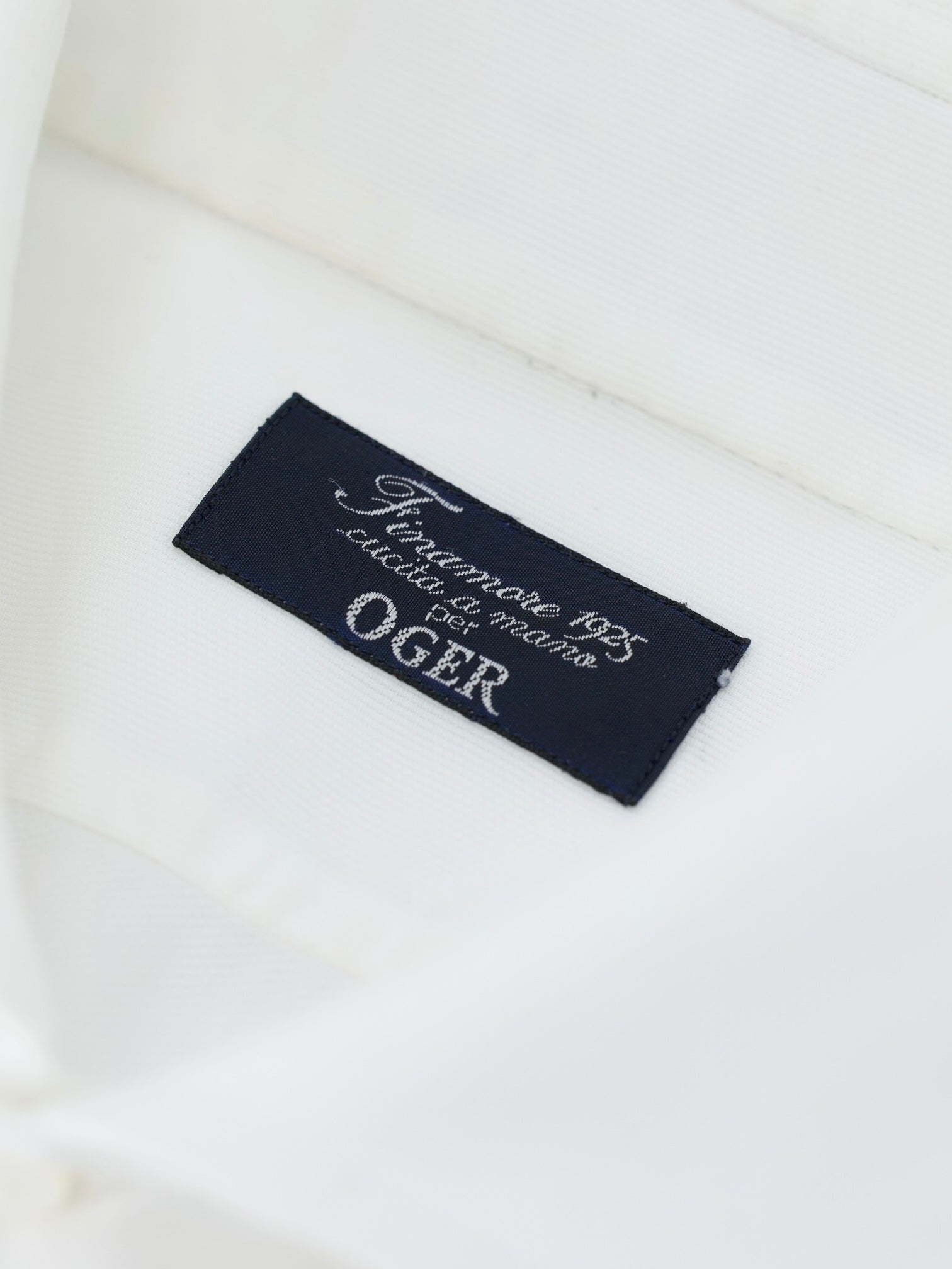 Finamore White Cotton Micro-Pattern French Cuff Dress Shirt