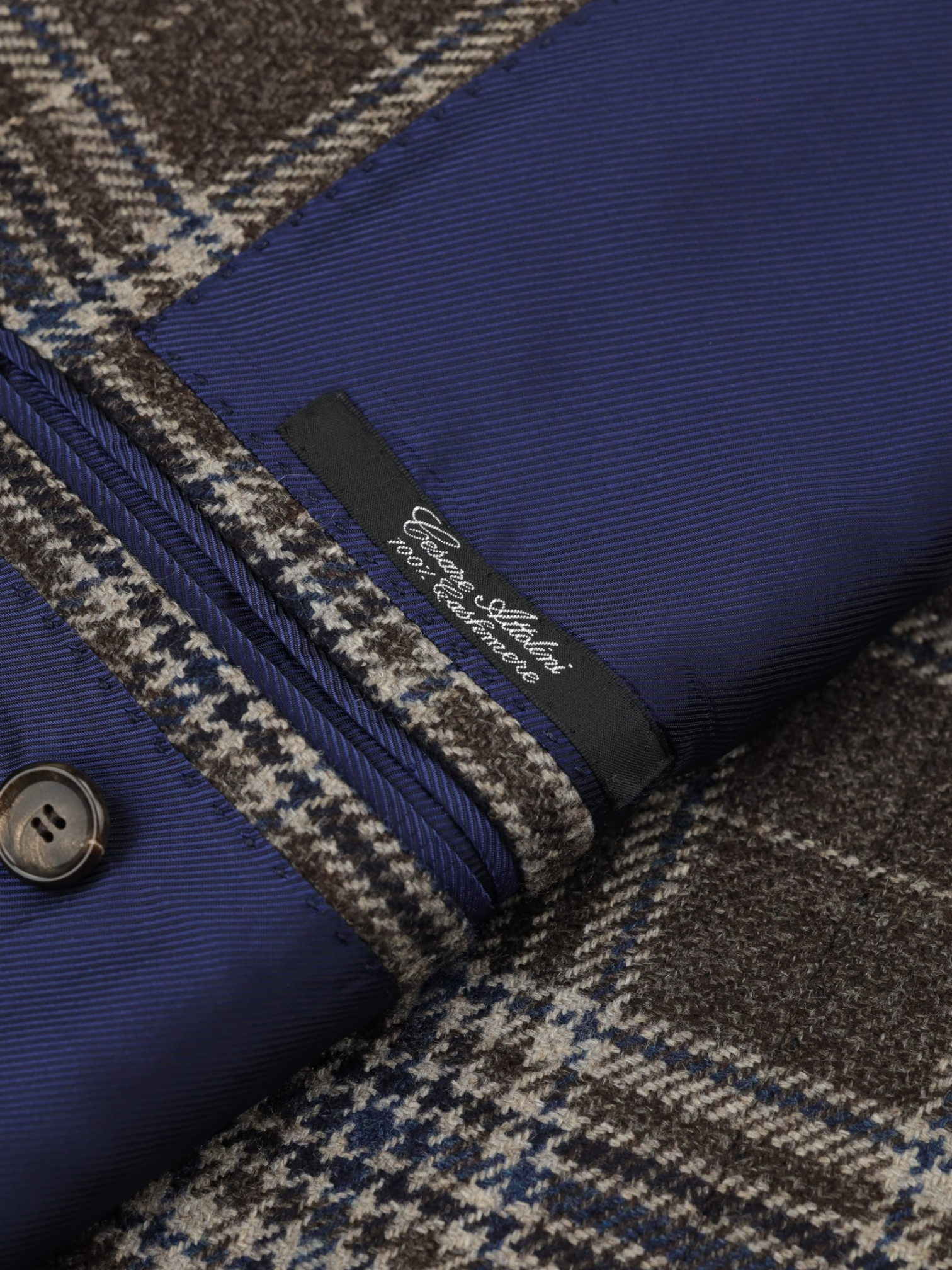 Cesare Attolini Brown & Petrol Pure Cashmere Tartan-Check Jacket