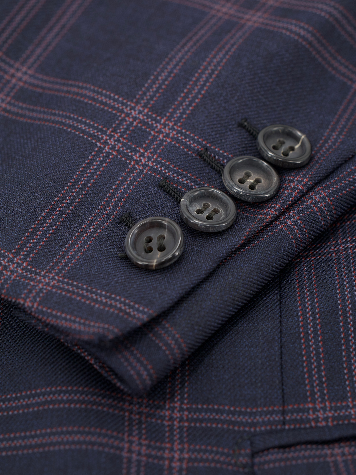 Brioni Navy & Red Silk & Wool Windowpane Nomentano Jacket