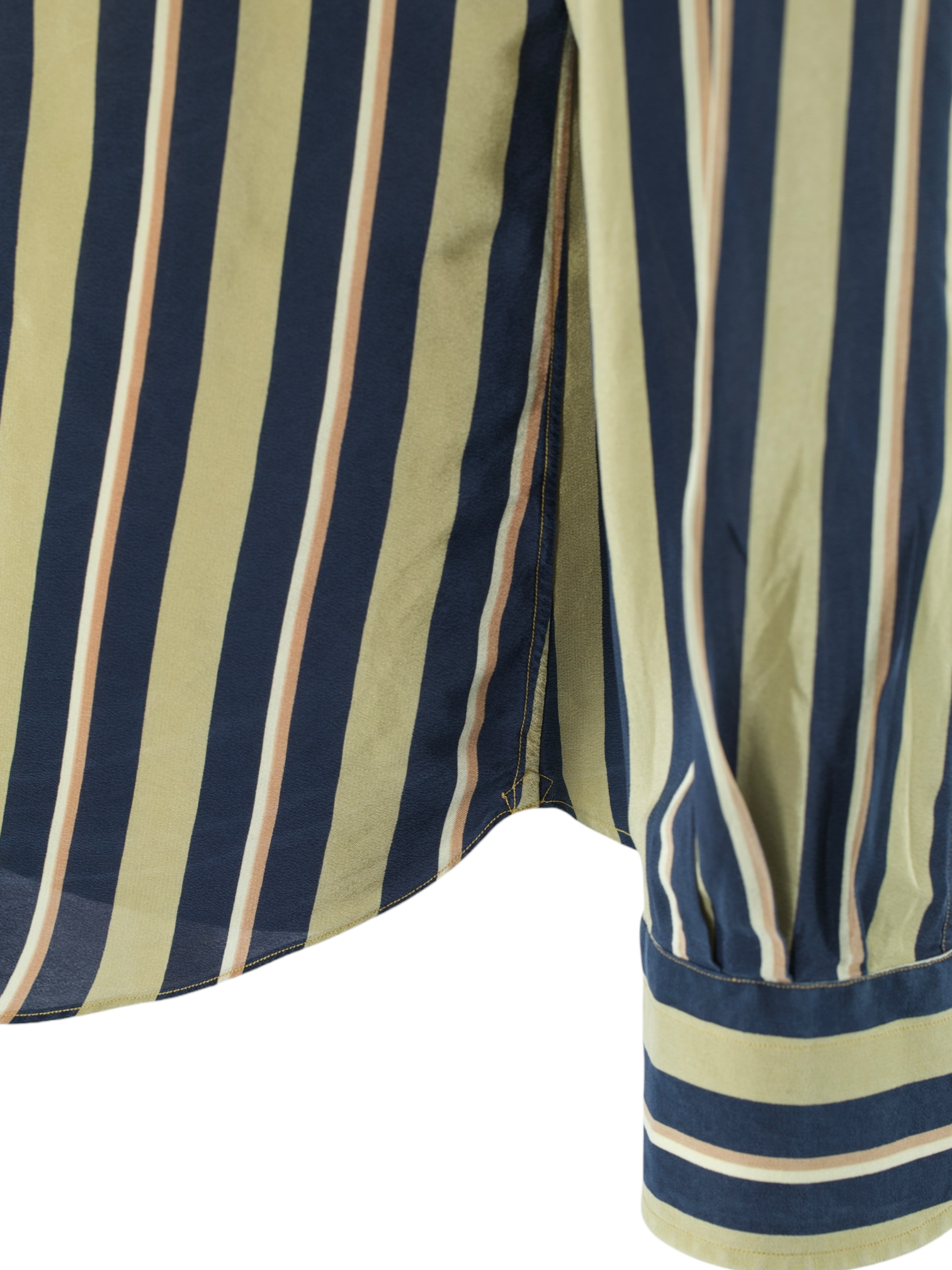 Fray Gold & Navy Raw-Silk Multi-Stripes "Sopranos" Shirt