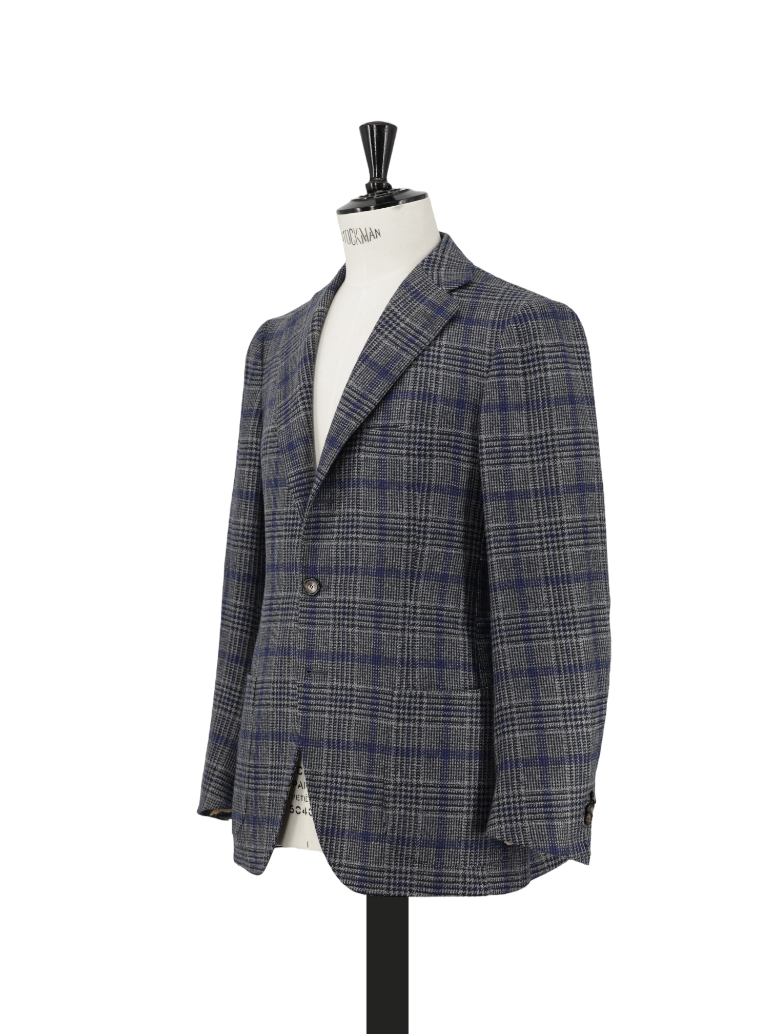 Cesare Attolini Grey & Dark Blue Pure Cashmere Overcheck Jacket