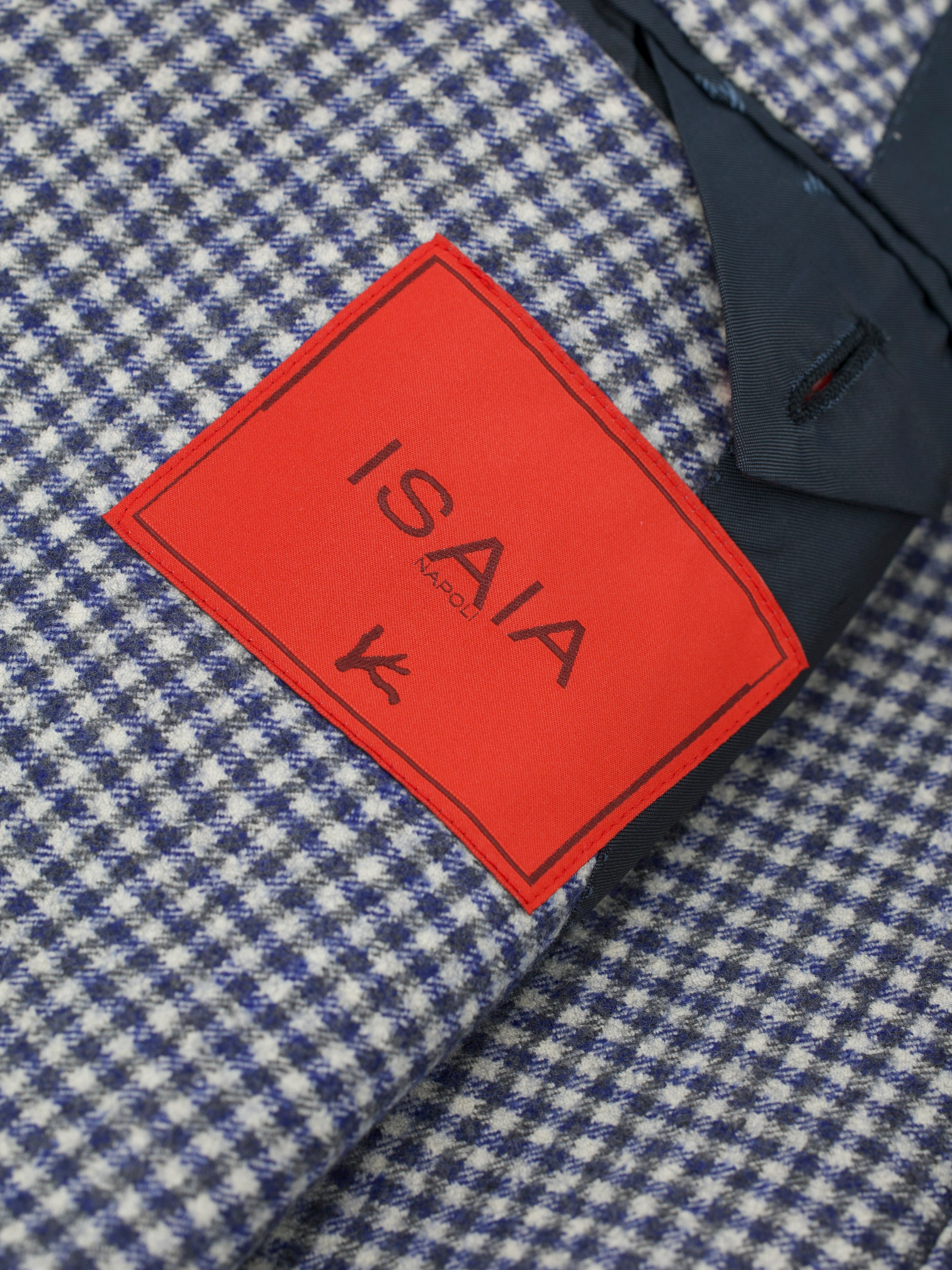 Isaia Blue Brushed-Wool Flannel Gun Check Jacket
