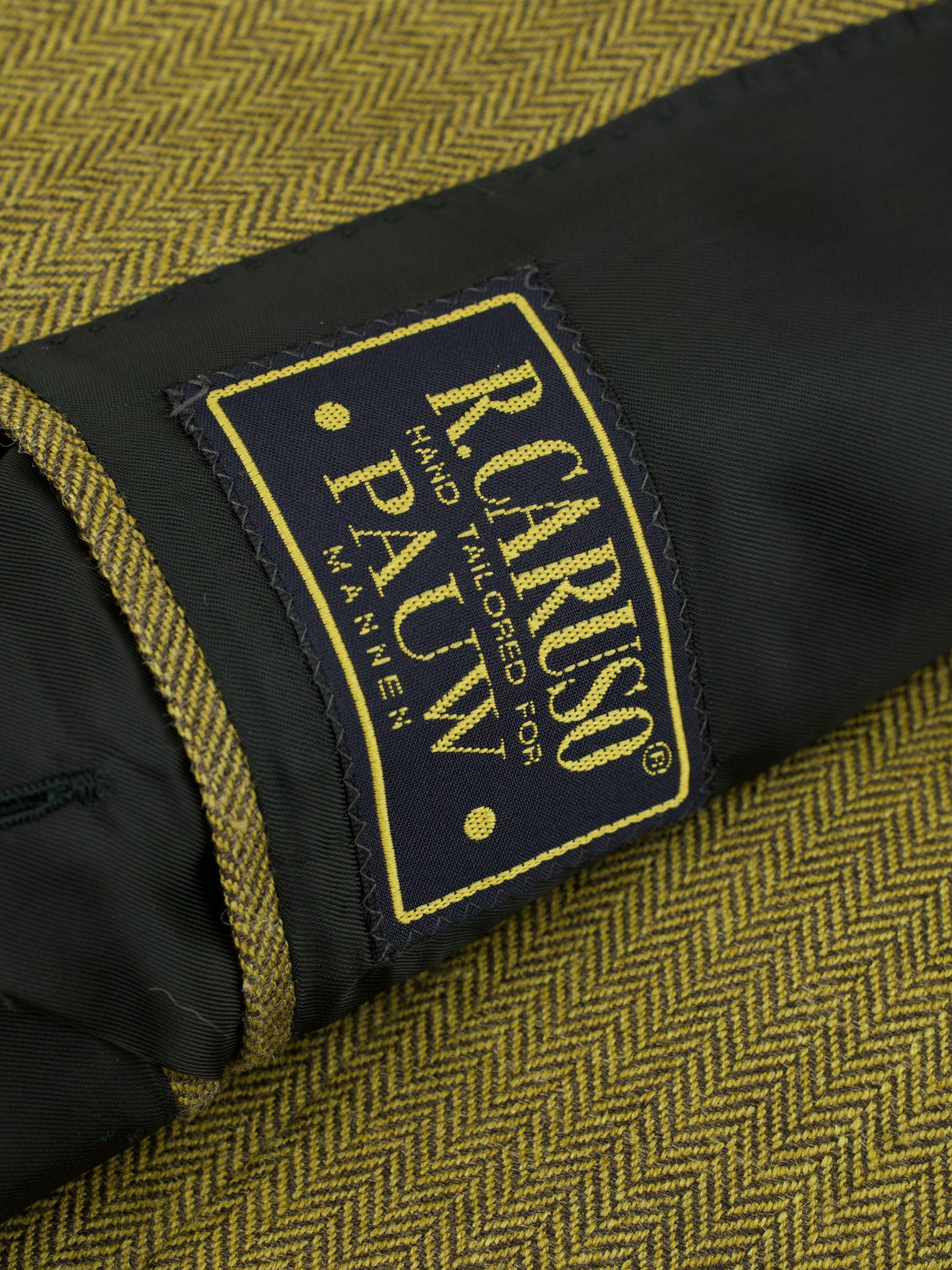 Caruso Gold Wool, Silk & Linen Herringbone Jacket