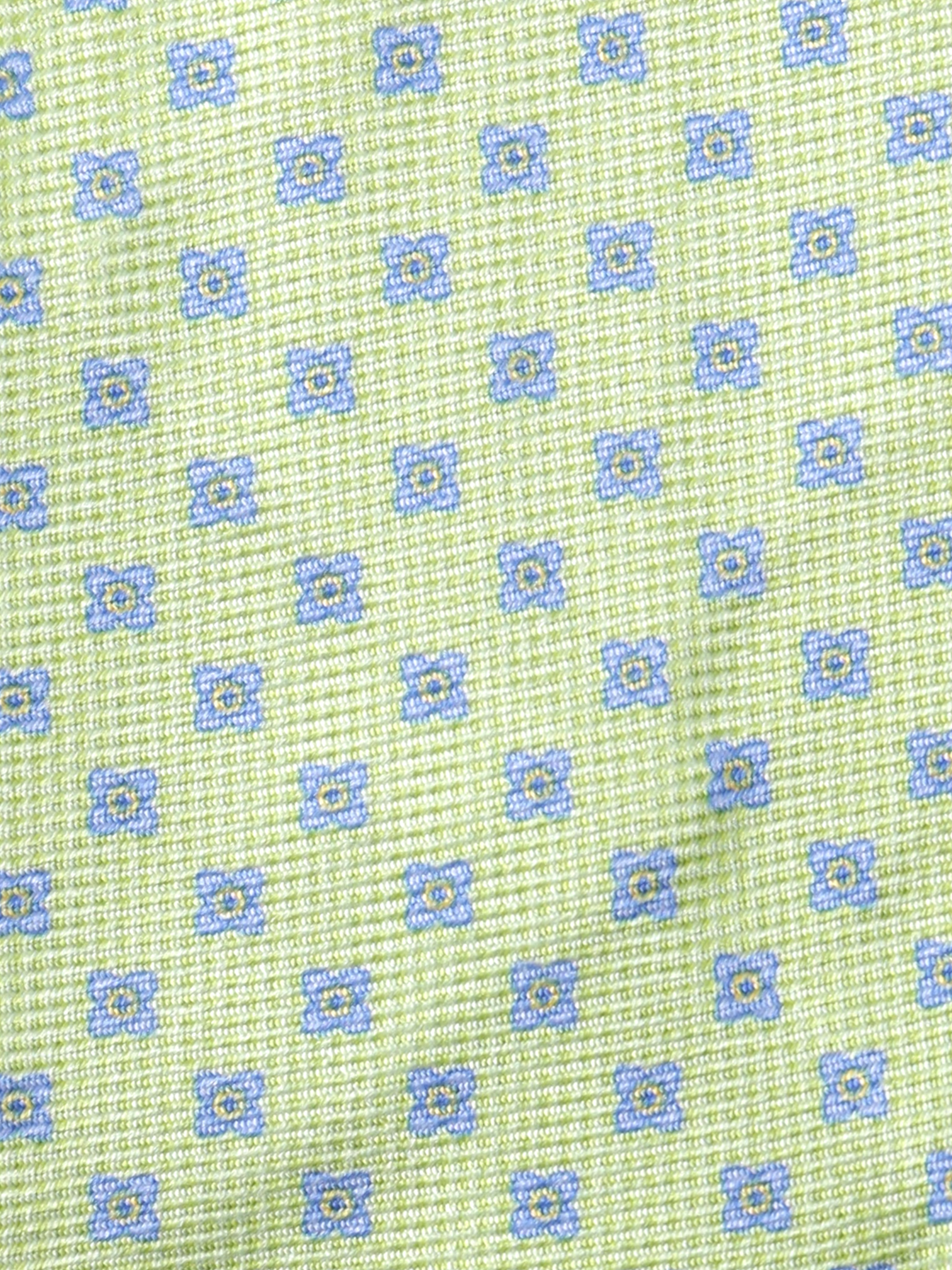 Kiton 5-Fold Lime Green & Blue Silk Floral Untipped & Handrolled Tie