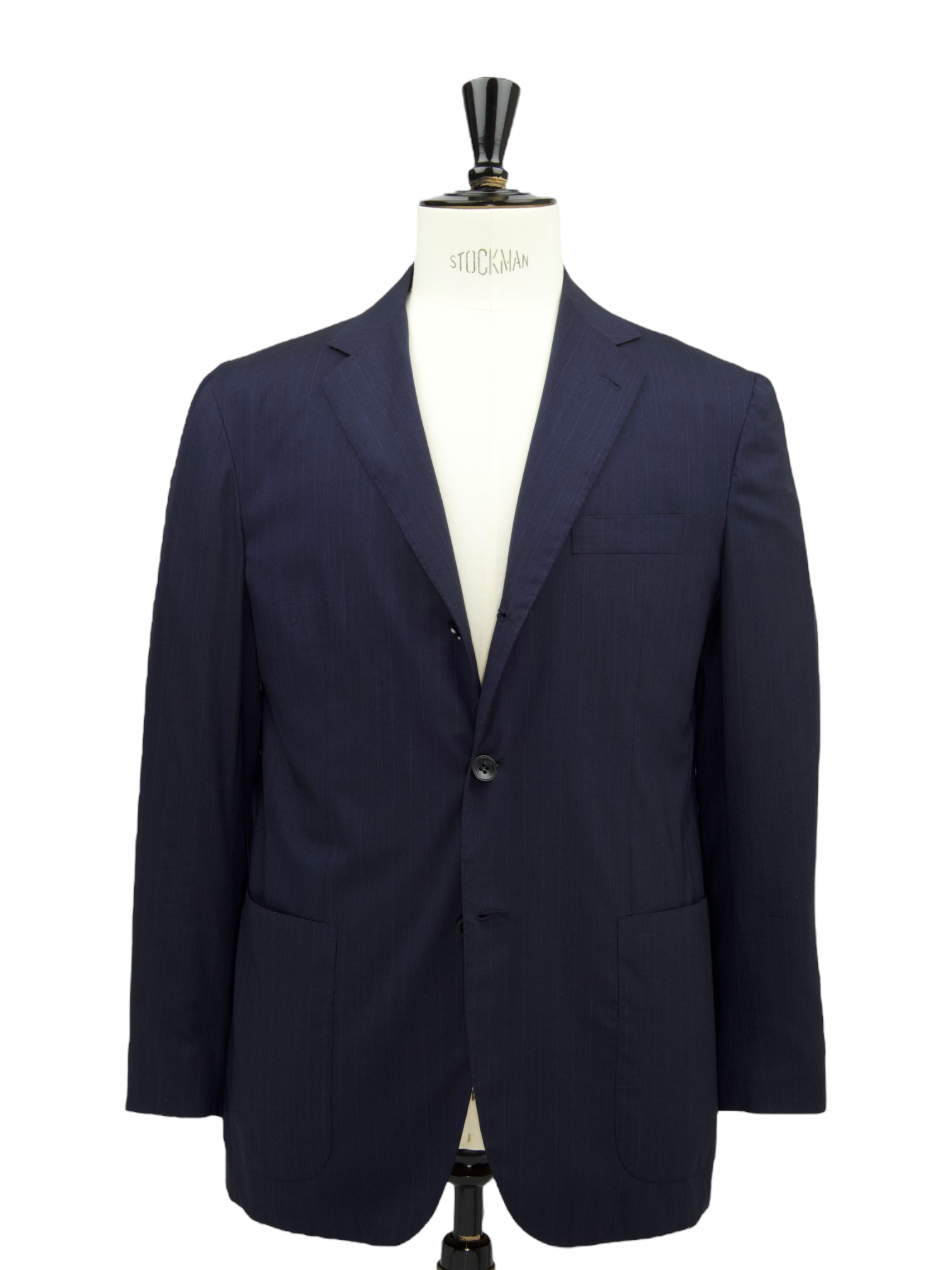 Kiton Navy 14-Micron Natural Stretch Pinstripe Suit