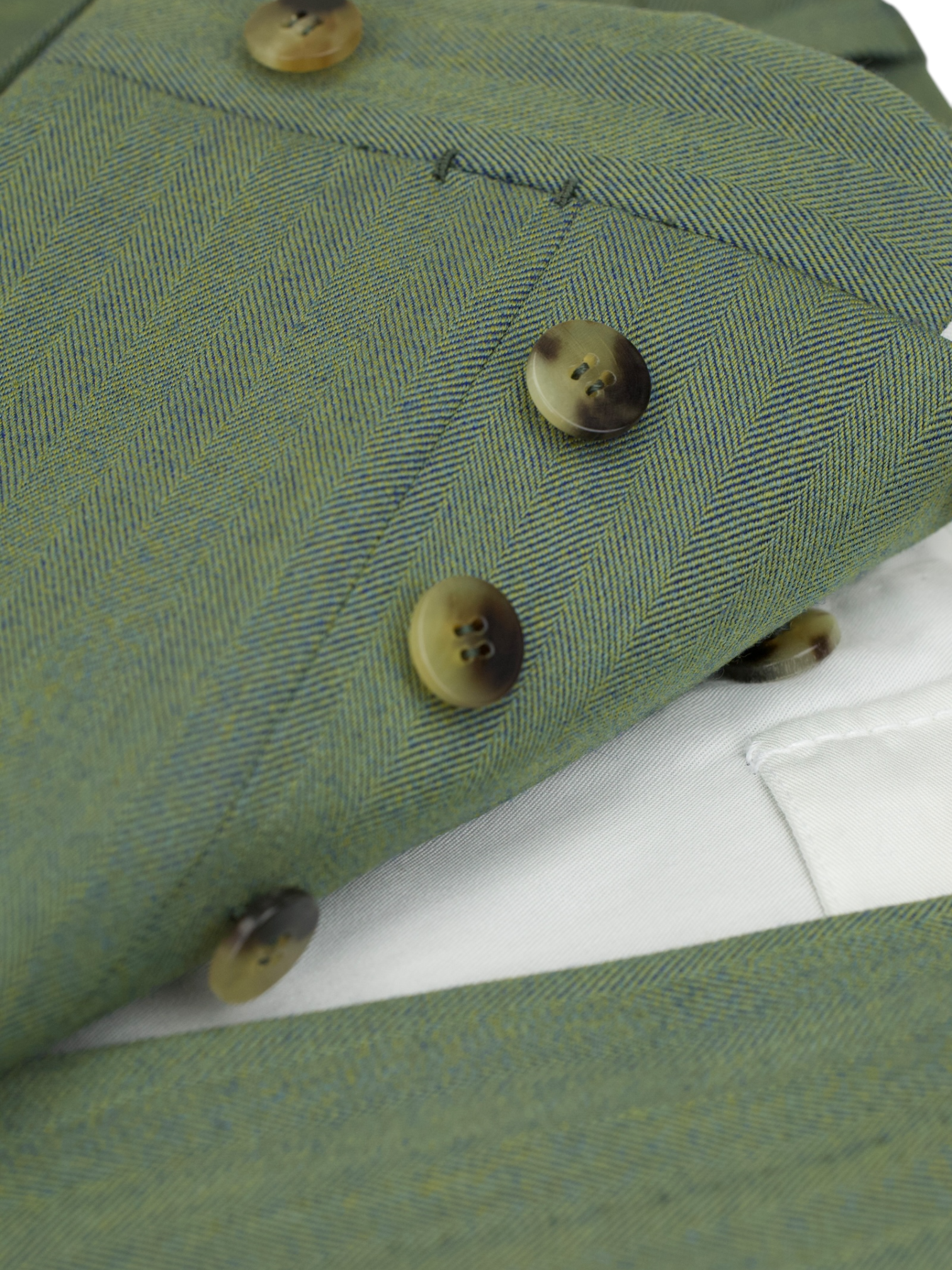 Cesare Attolini Forest-Sage Green Wool Herringbone "Solaro" Suit