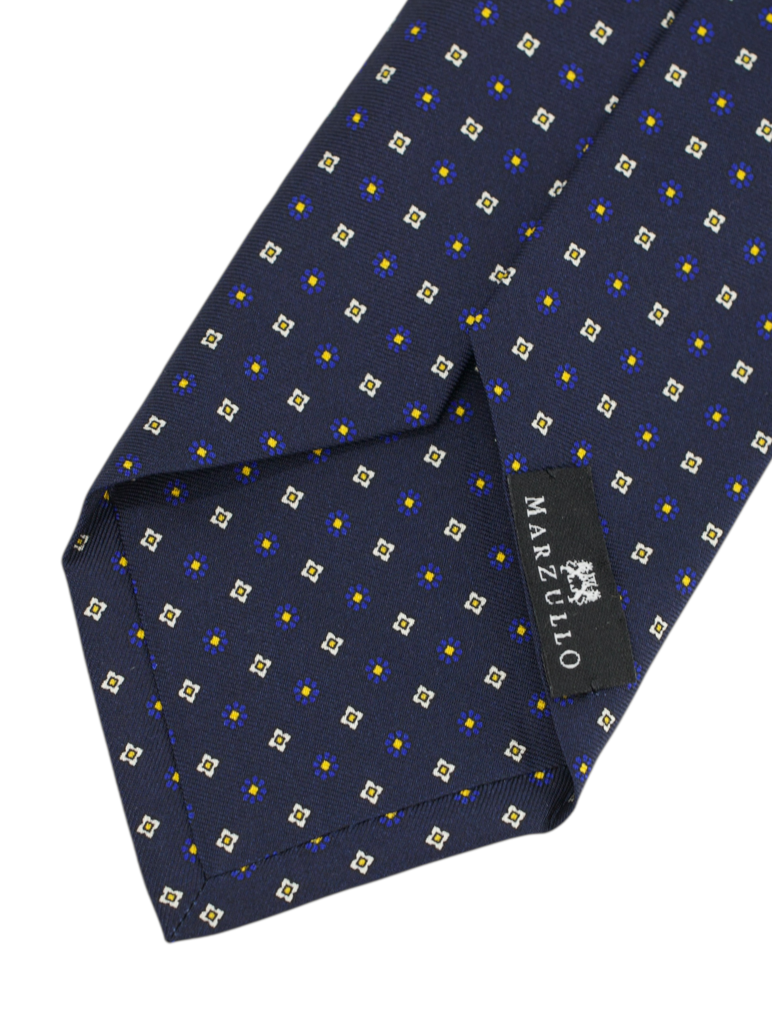 Marzullo 5-Fold Navy & Yellow Silk Geometric Tie