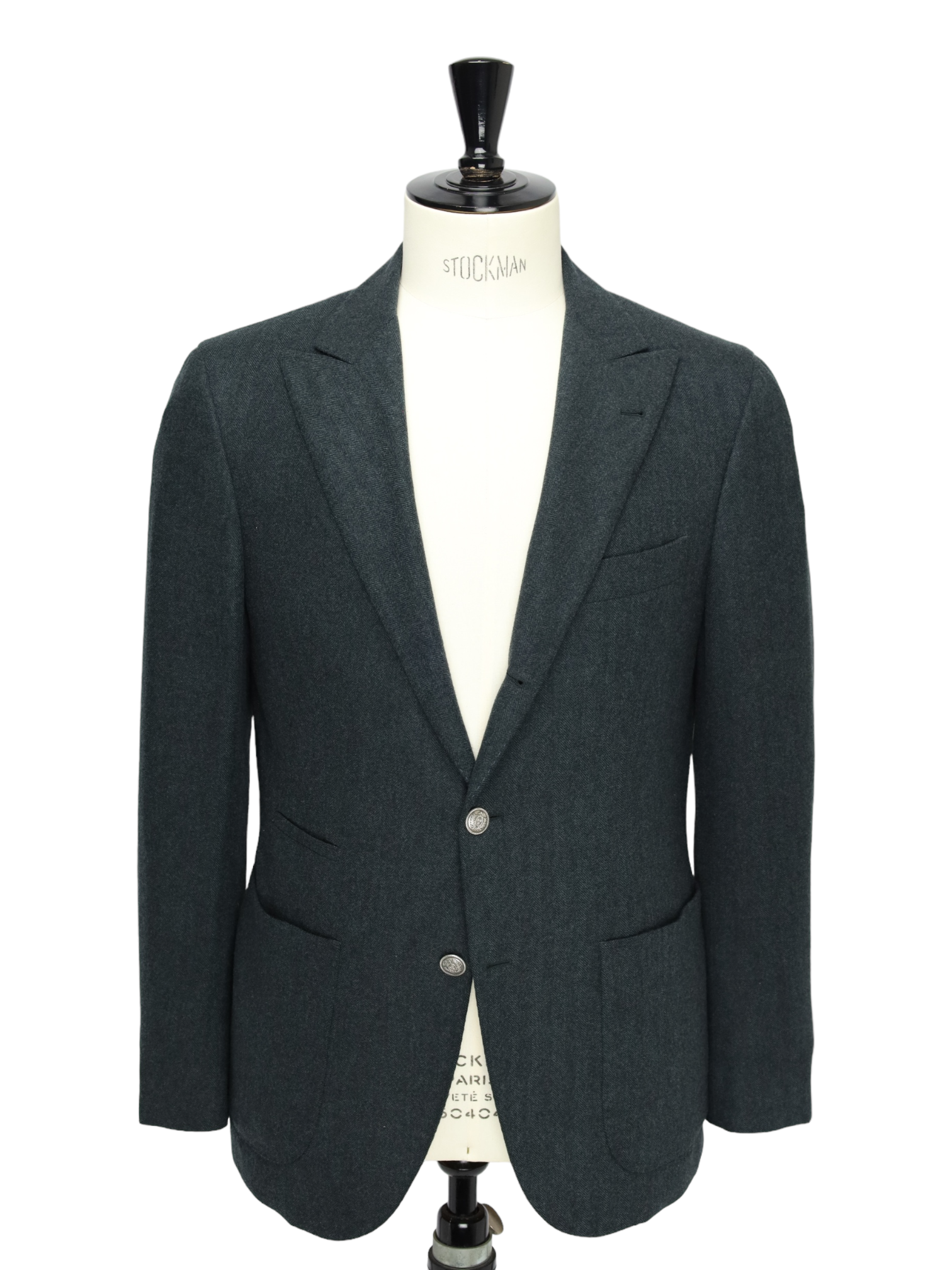 Brunello Cucinelli Dusk Green Wool & Cashmere Herringbone Jacket