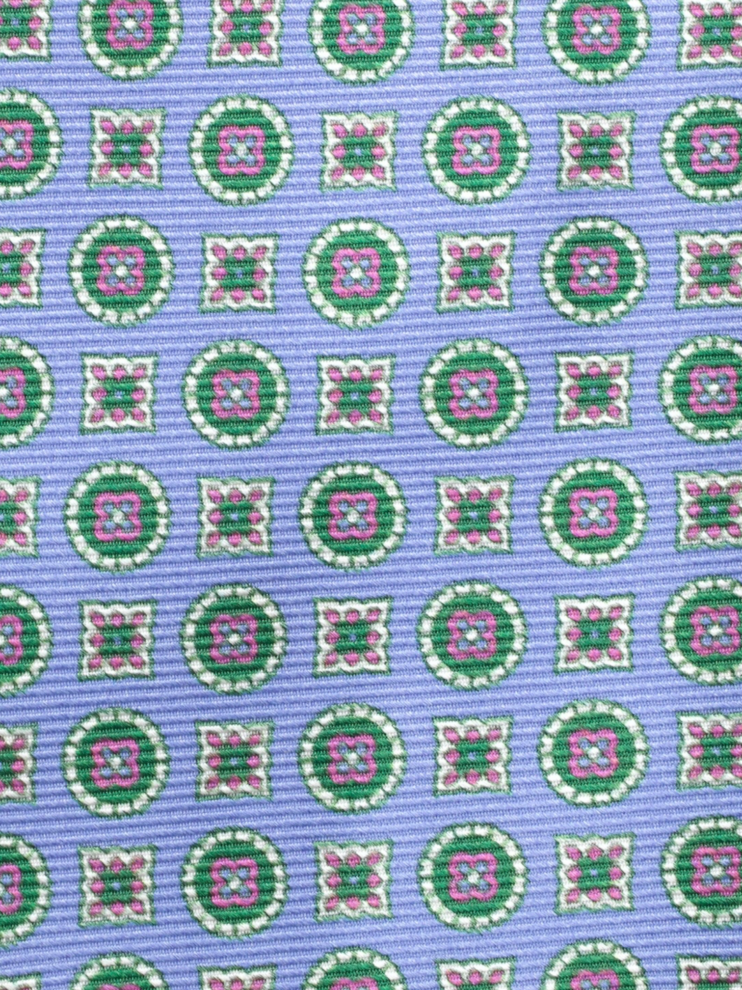Kiton 5-Fold Light Blue & Multicolor Geometric Tie
