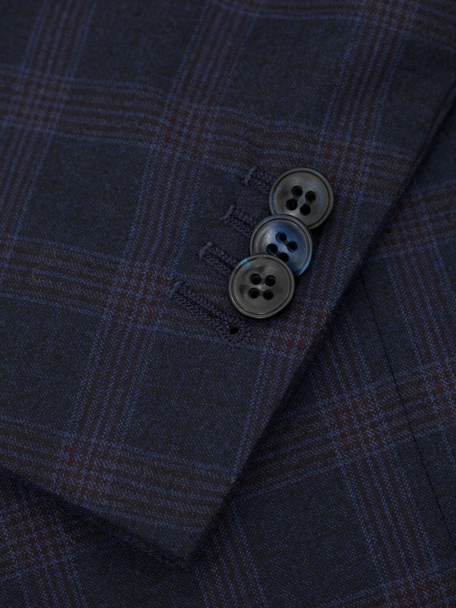 Kiton Navy & Red 14-Micron Wool Glenplaid Jacket