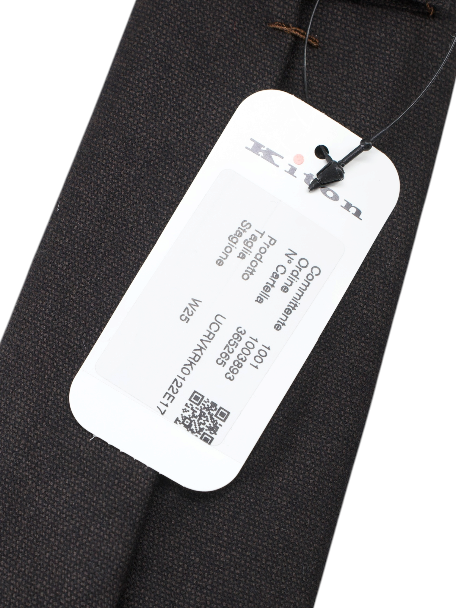 Kiton 5-Fold Dark Brown Wool, Cashmere & Stretch Tie
