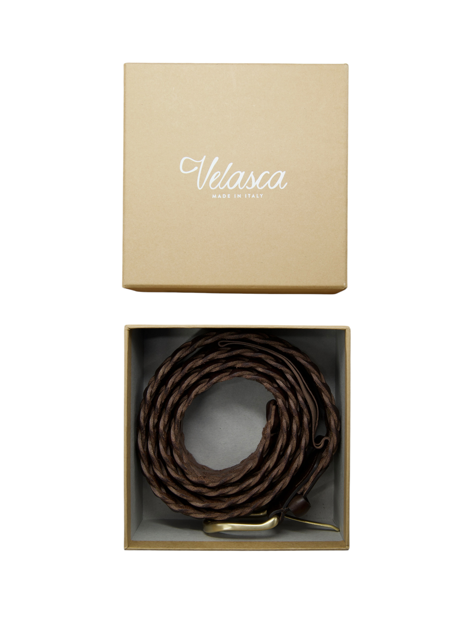 Velasca Dark Brown Braided Calf-Leather Belt