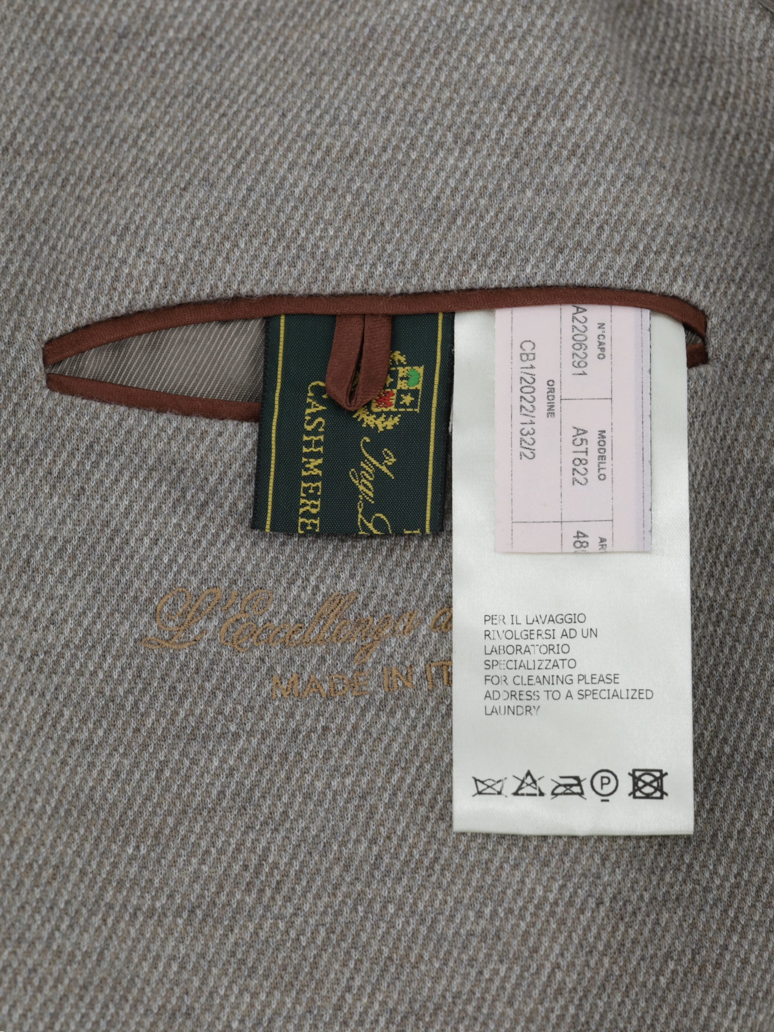 Mandelli Taupe Double-Faced Wool & Cotton Unconstructed Jacket