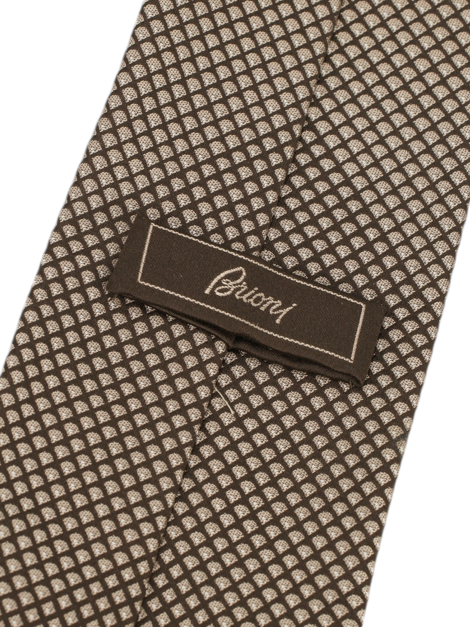 Brioni Warm Taupe & Light Brown Silk Geometric Tie