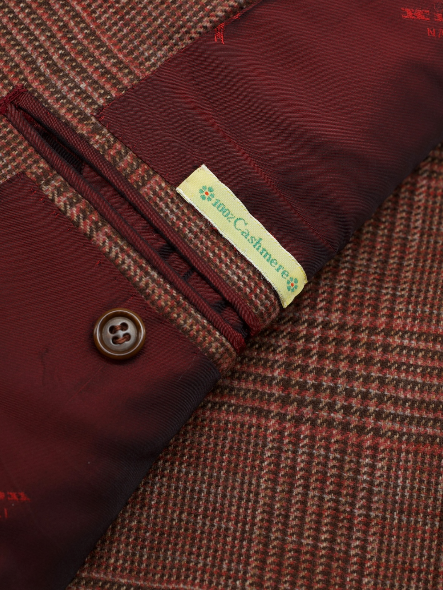 Kiton Burnt Orange Pure Cashmere Prince of Wales Jacket