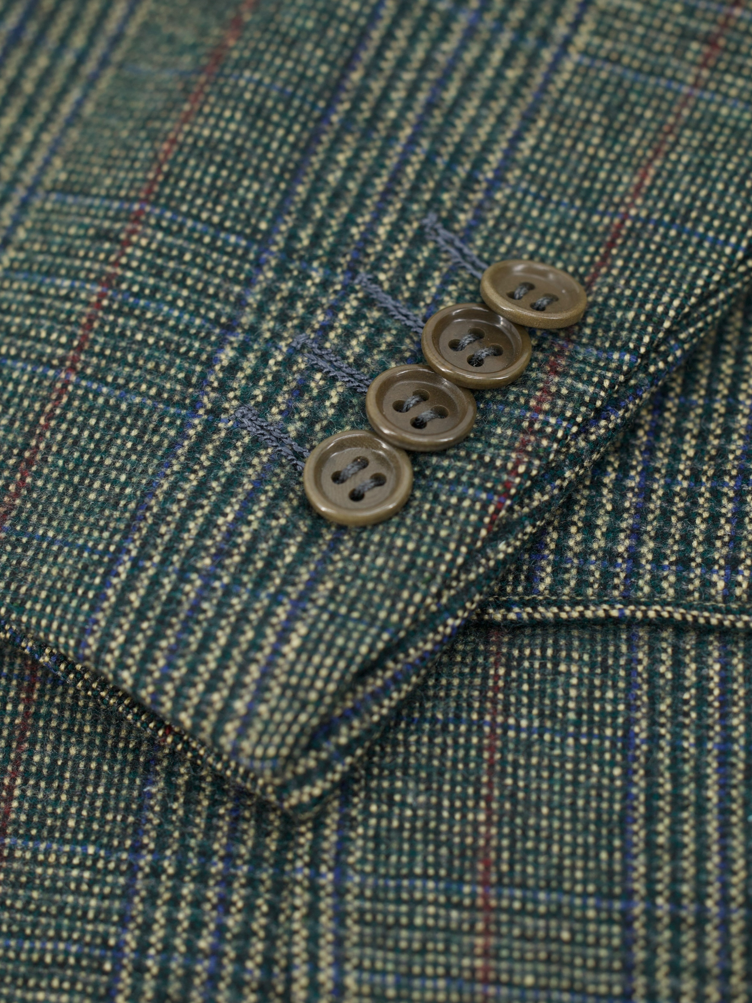 Kiton Moss Green Pure Cashmere Prince of Wales Jacket