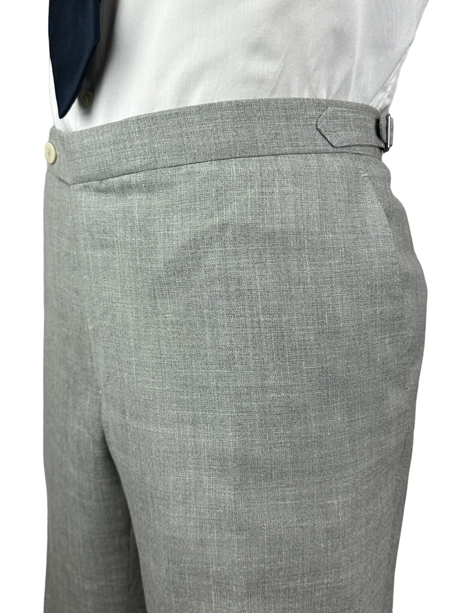 Isaia Light Grey Melange Wool Trousers