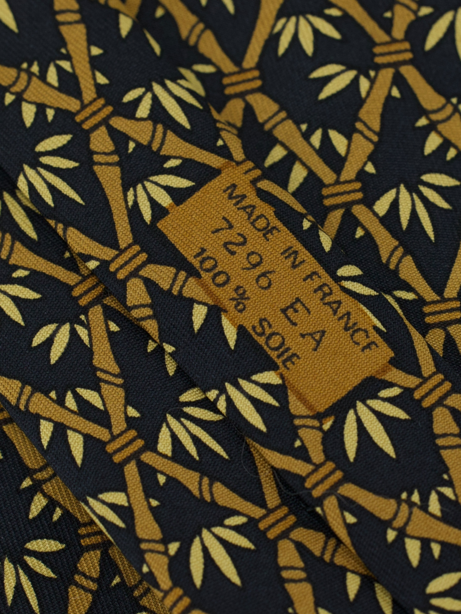 Hermès Black & Beige Silk Bamboo Lattice Tie