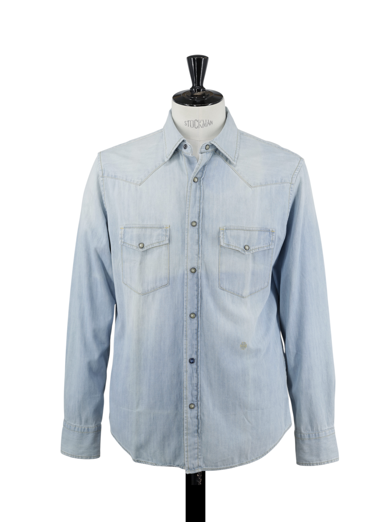 Jacob Cohen Light Blue Chambray Cotton Western-Style Overshirt