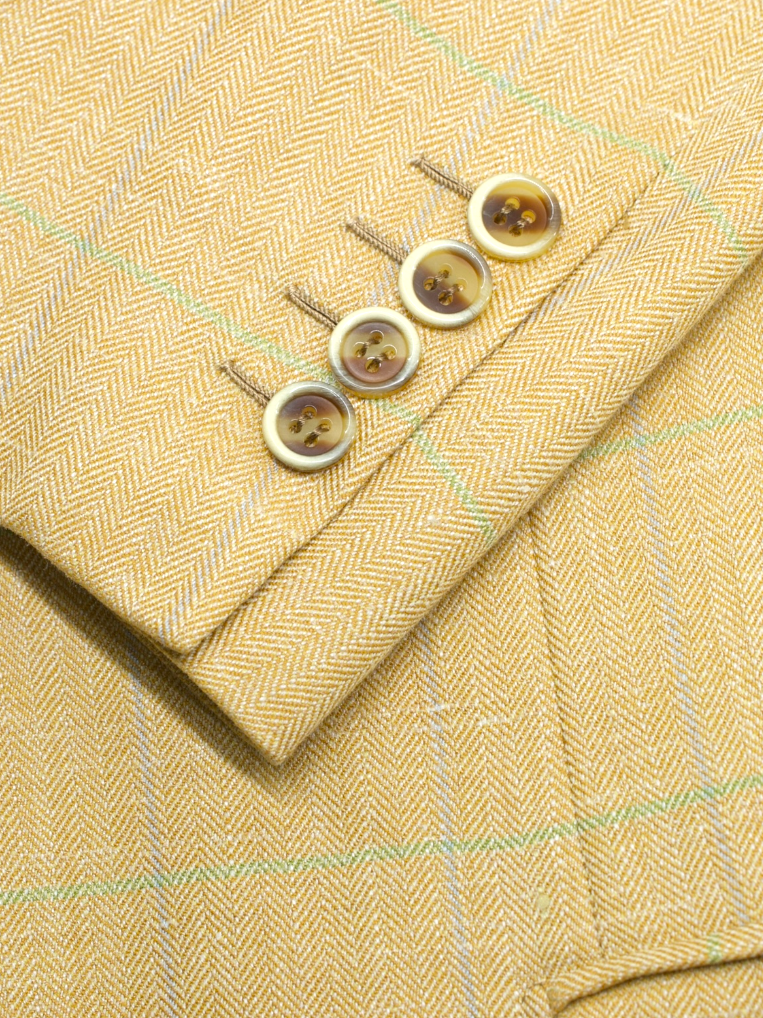 Brioni Light Yellow & Green Wool, Silk & Linen Windowpane Nomentano Jacket