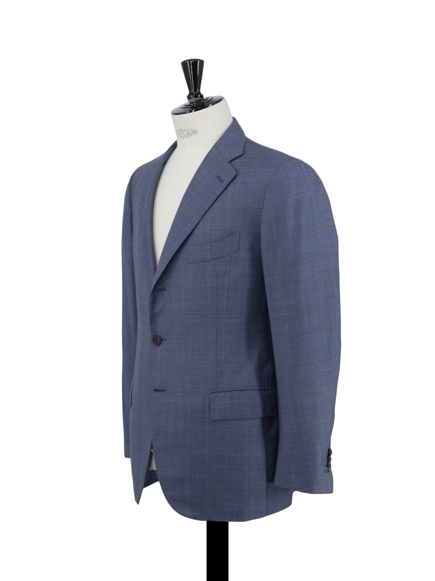 Cesare Attolini Steel Blue Super 170's & Silk Checkered Suit