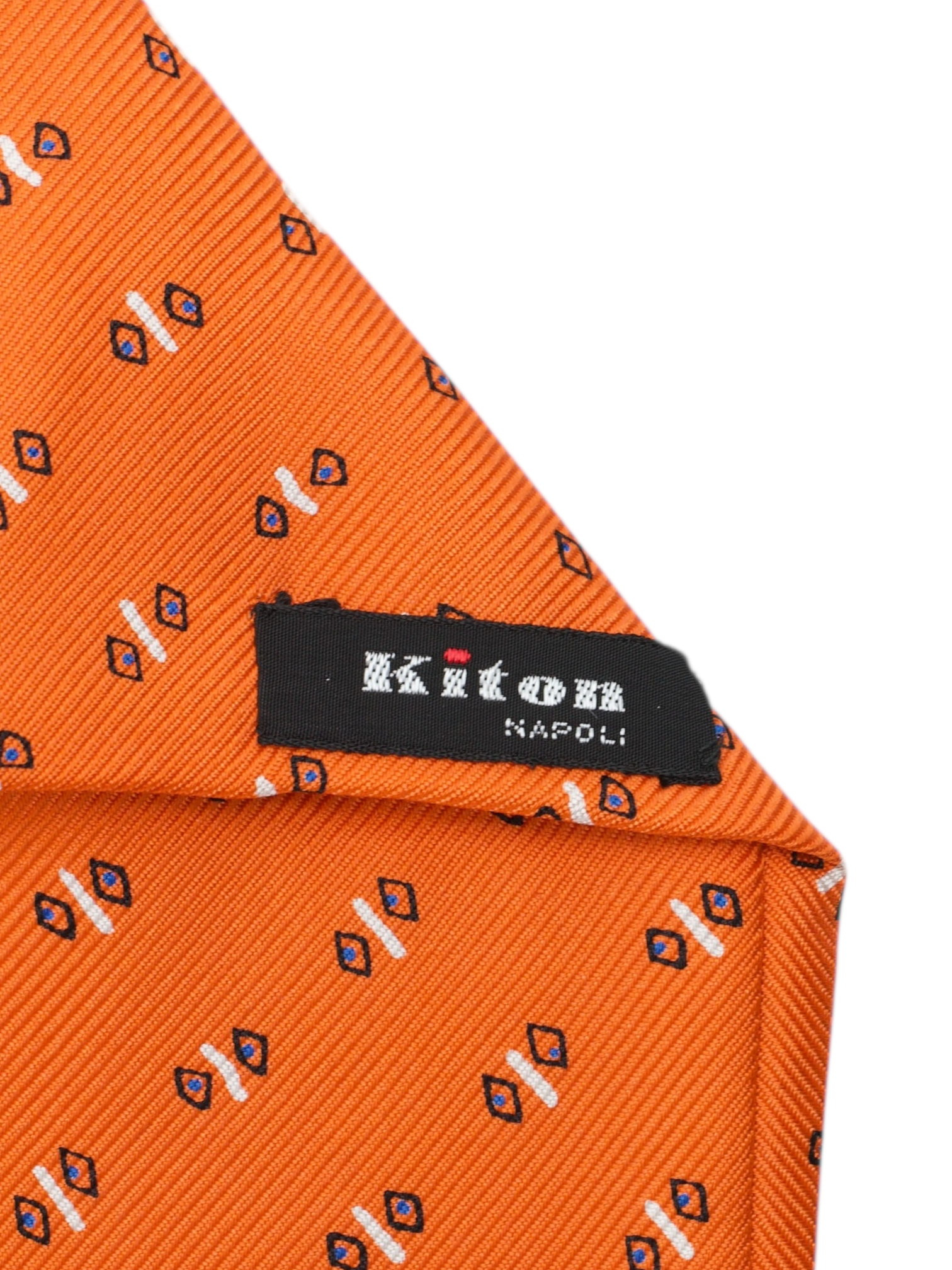 Kiton 5-Fold Royal-Dutch Orange Silk Geometric-Pattern Tie
