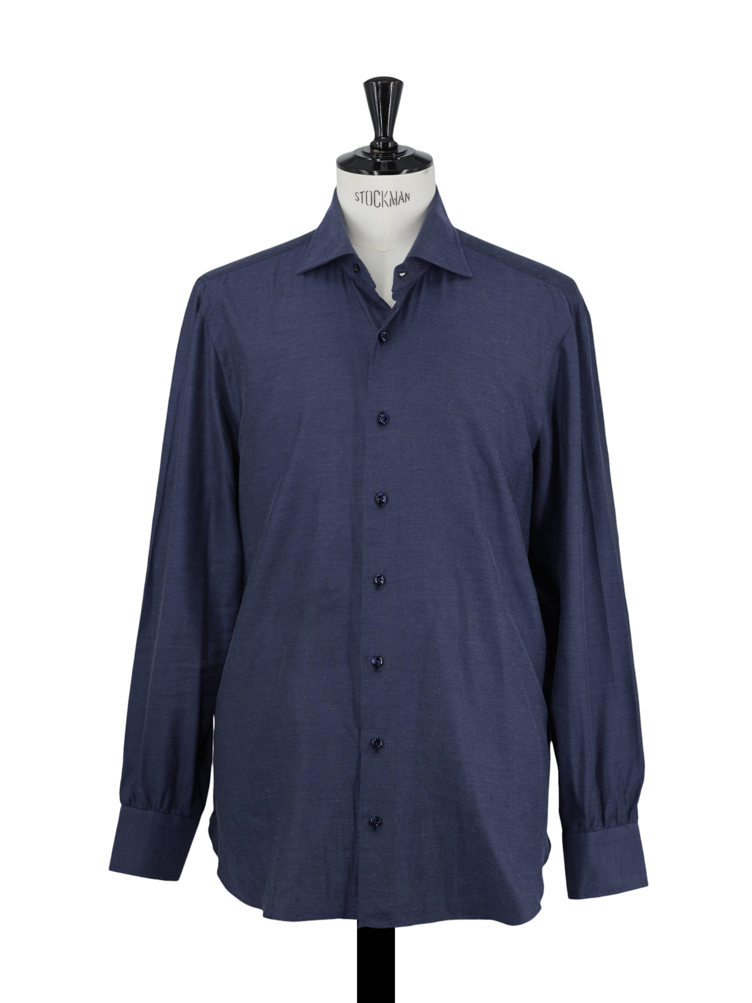 Cesare Attolini Dark Steel-Blue Softly Brushed-Cotton Twill Shirt