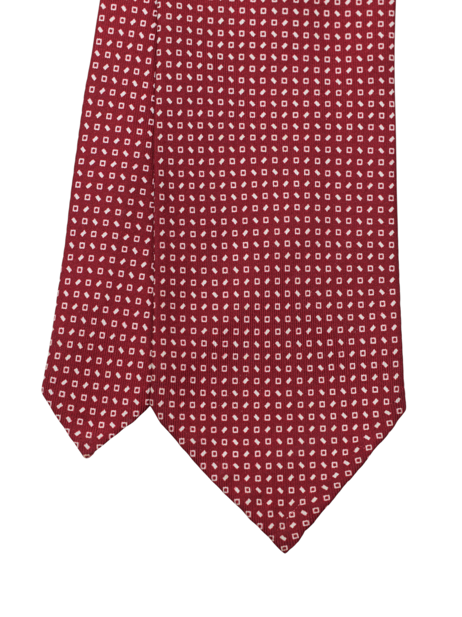 Cesare Attolini Cardinal Red & White Silk Geometric-Pattern Tie