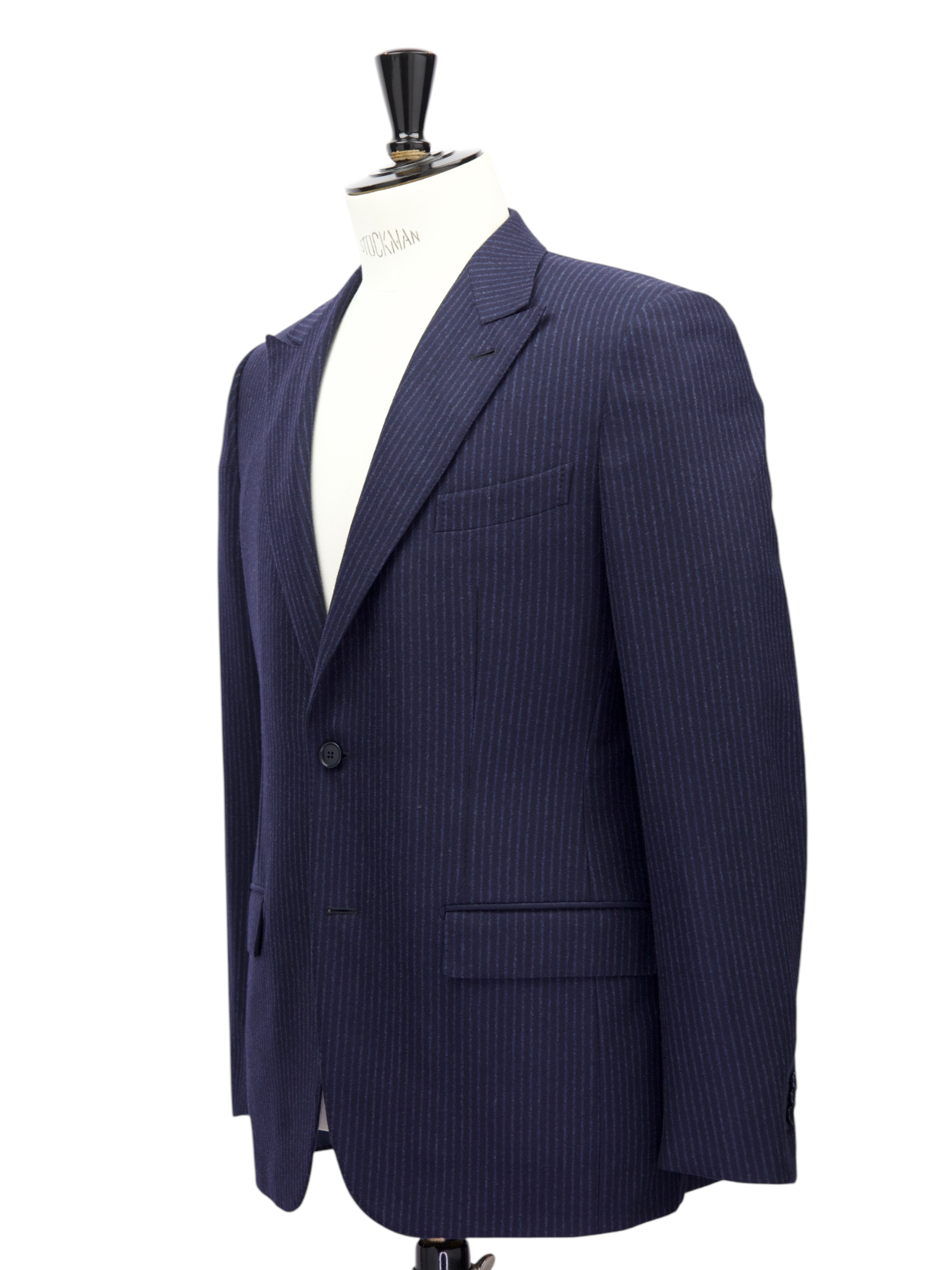 Ermenegildo Zegna Dark Blue Wool & Cashmere Flannel Pinstripe Suit