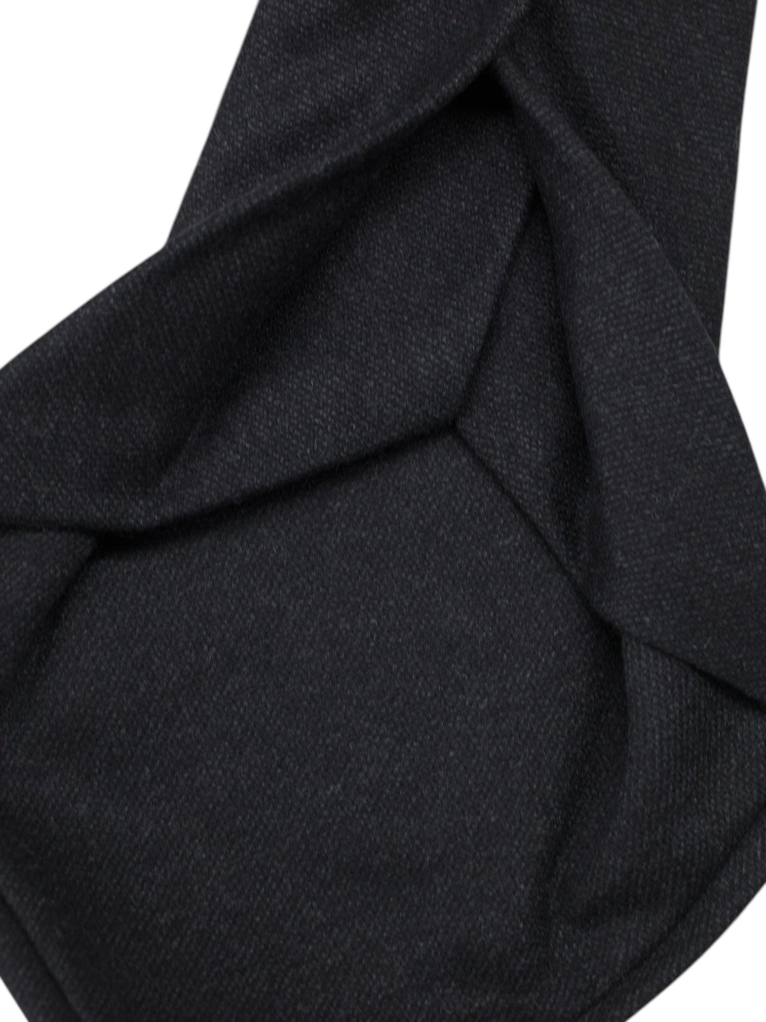 Kiton 5-Fold Dark Grey Wool, Cashmere & Stretch Tie