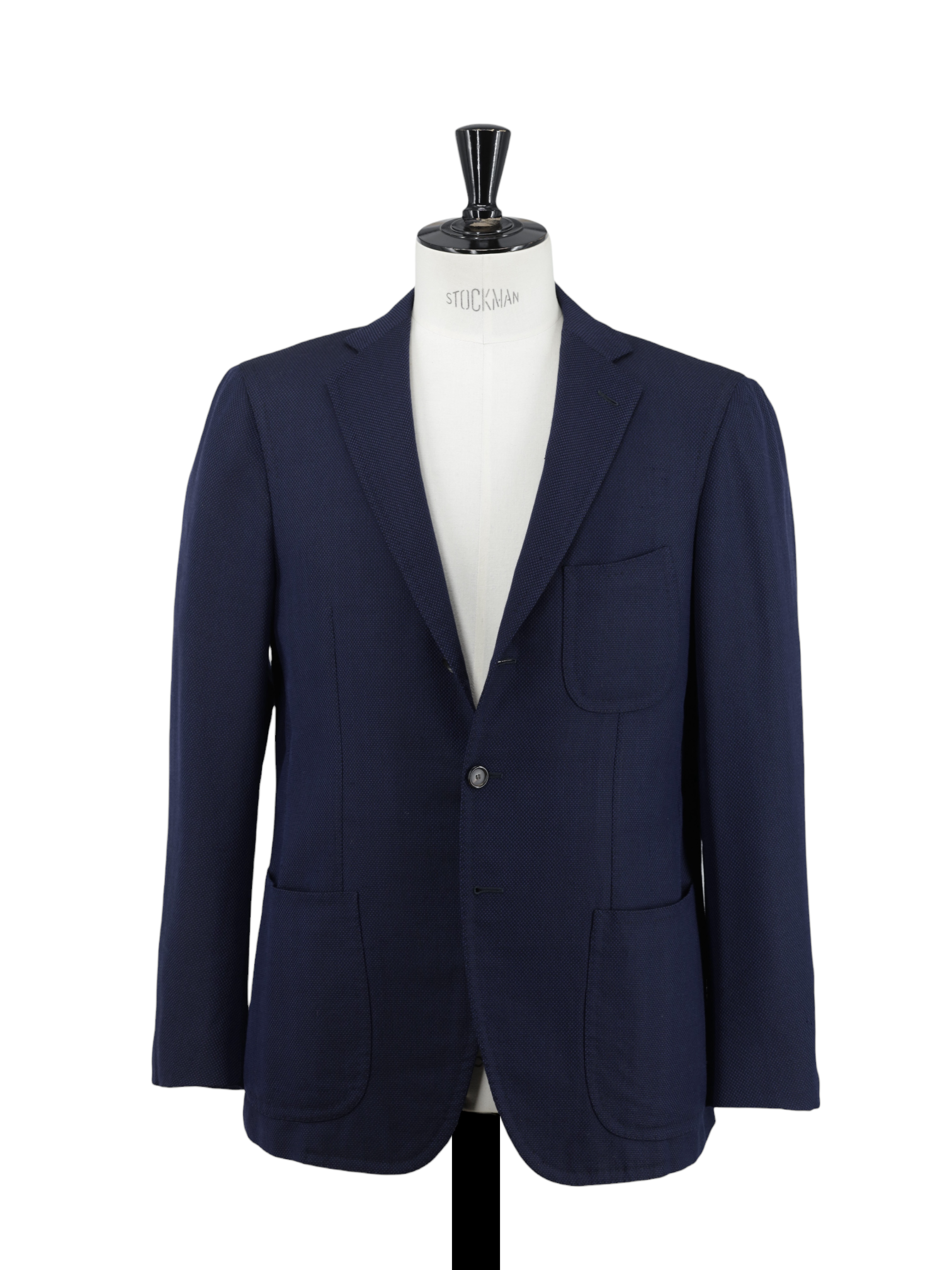 Cesare Attolini Navy Pure Wool Bicolor Micro-Pattern Jacket