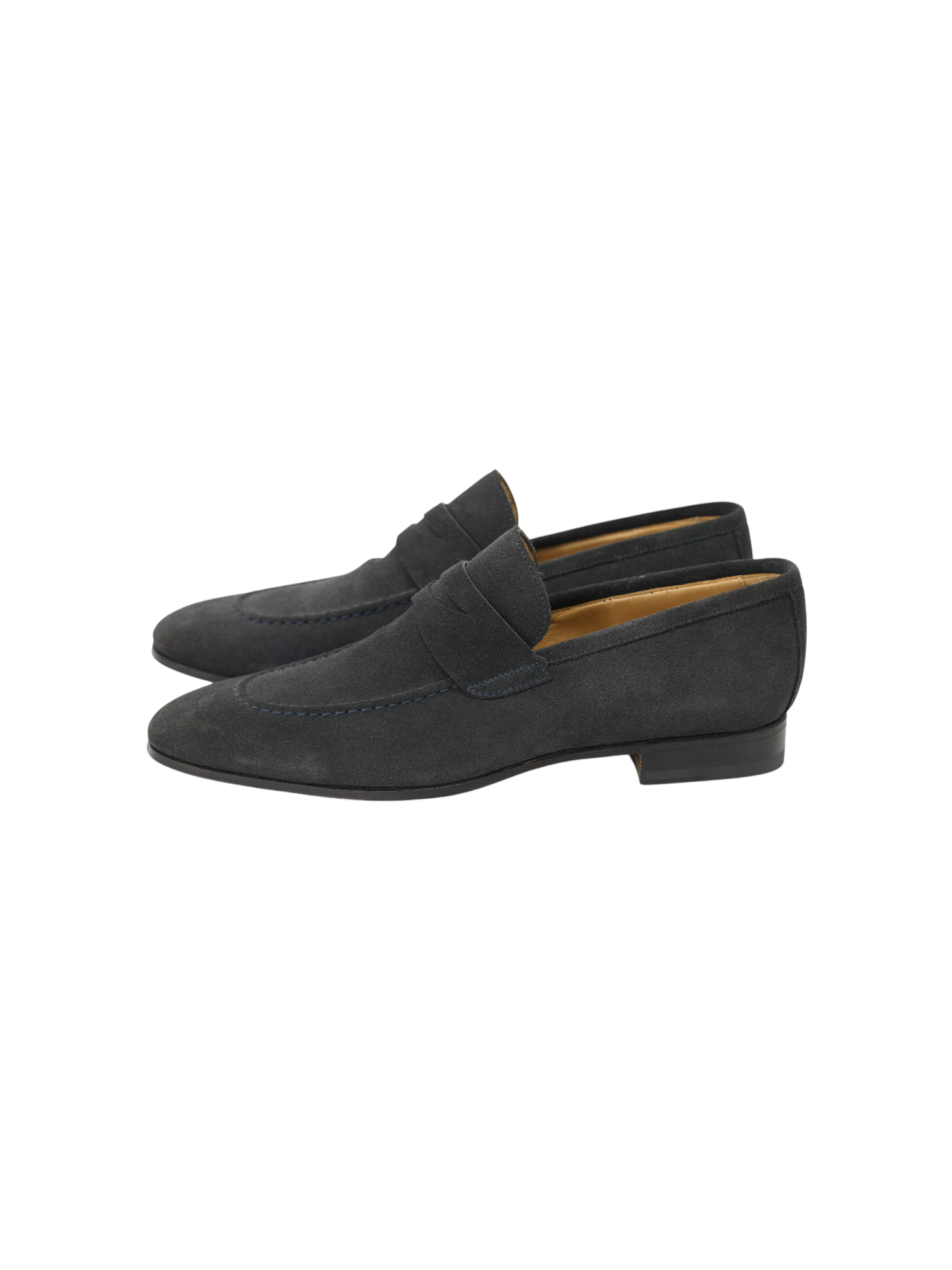 Peluso Napoli Steel Grey Suede Penny Loafers