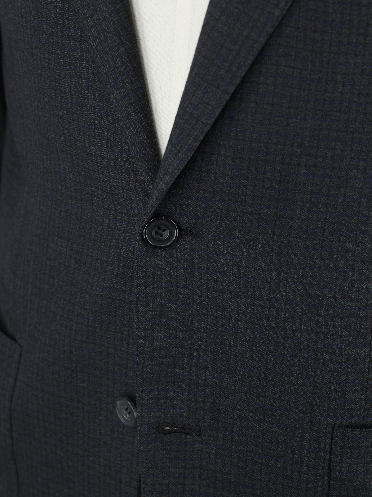 Kiton Donkergrijs & Blauw 14-Micron Wol Micro-Check Jasje