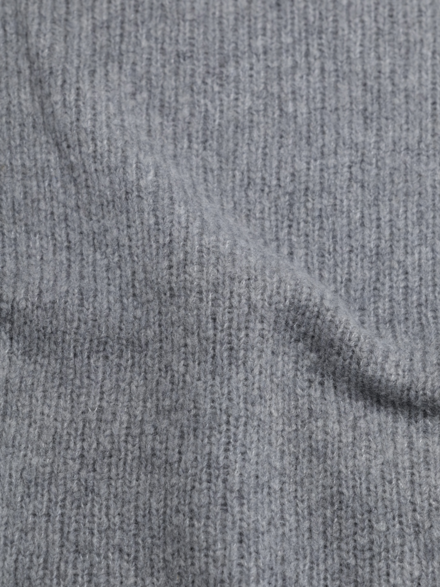 Fedeli Grey Cashmere, Wool & Stretch "Re-Cashmere" Rib-Knitted Roundneck